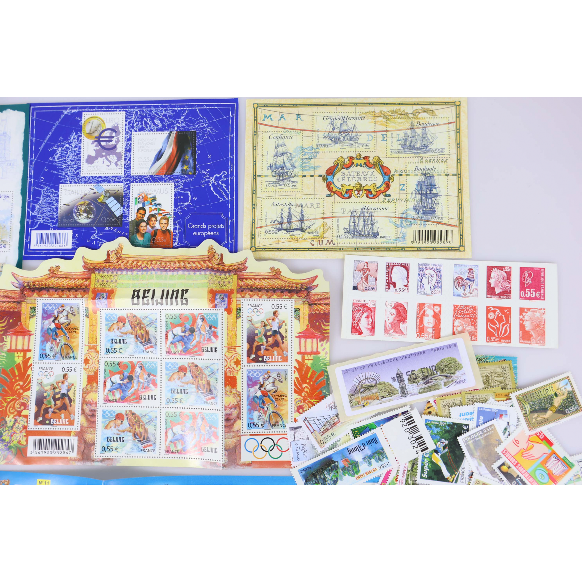 LOT DE 96 TIMBRES À 0.55€ EN BLOCS ET TIMBRES-POSTES NEUFS** FACIALE 52.8€