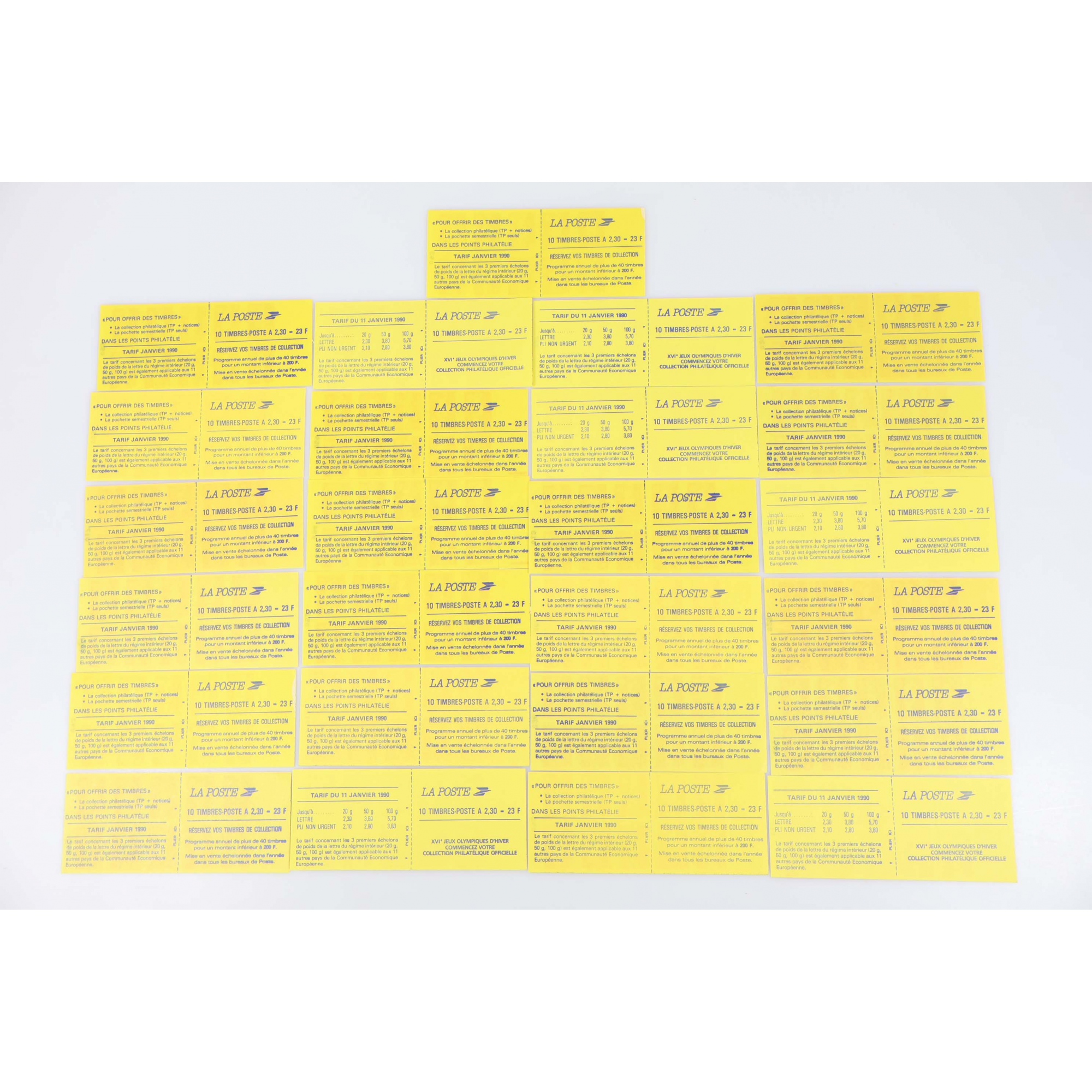 LOT DE 25 CARNETS DE FRANCE AUTOCOLLANTS DE 2.3 FRANCS FACIALE 575 FRANCS
