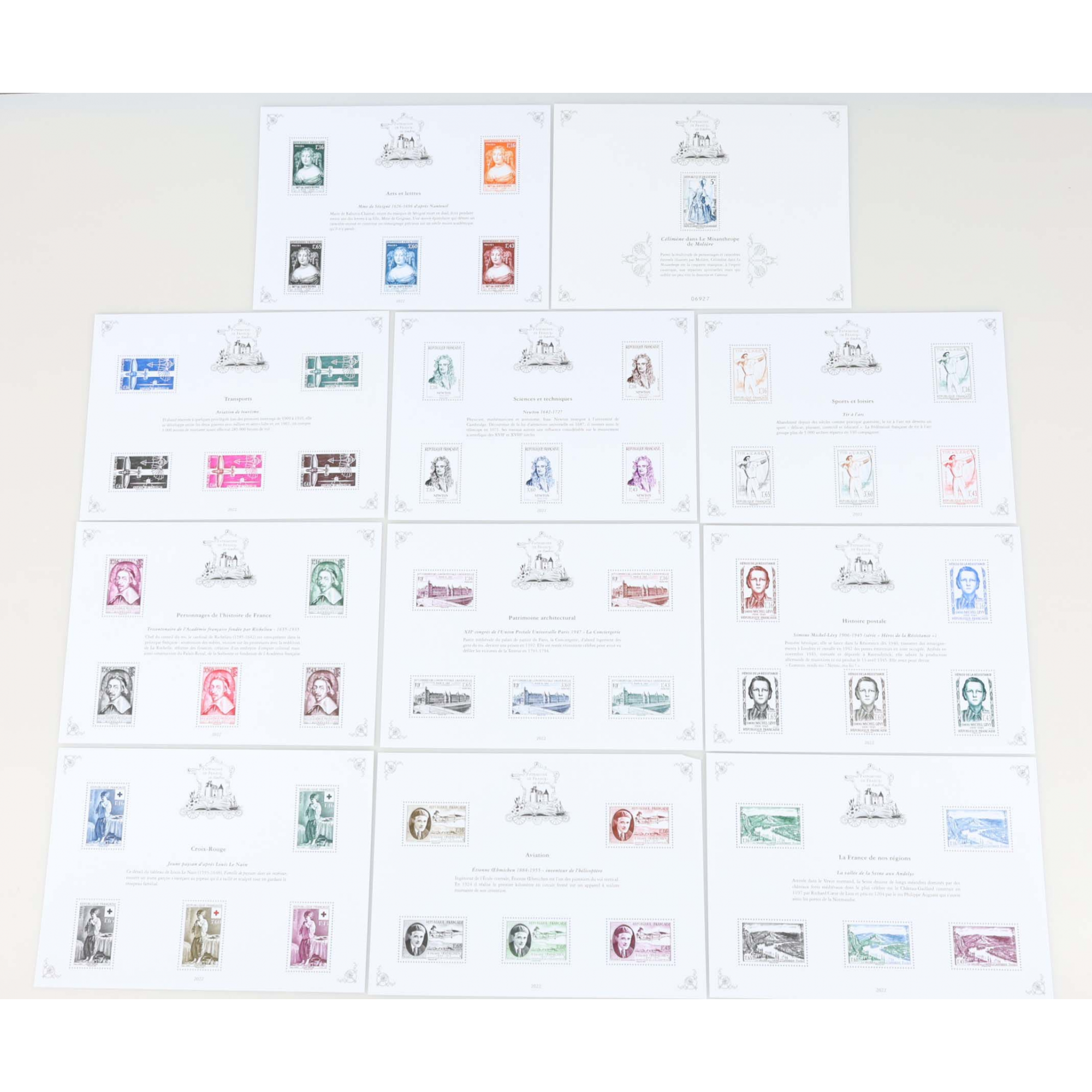 PATRIMOINE DE FRANCE TRÉSORS DE LA PHILATÉLIE SÉRIE COMPLÈTE DE 11 BLOCS DE 2022