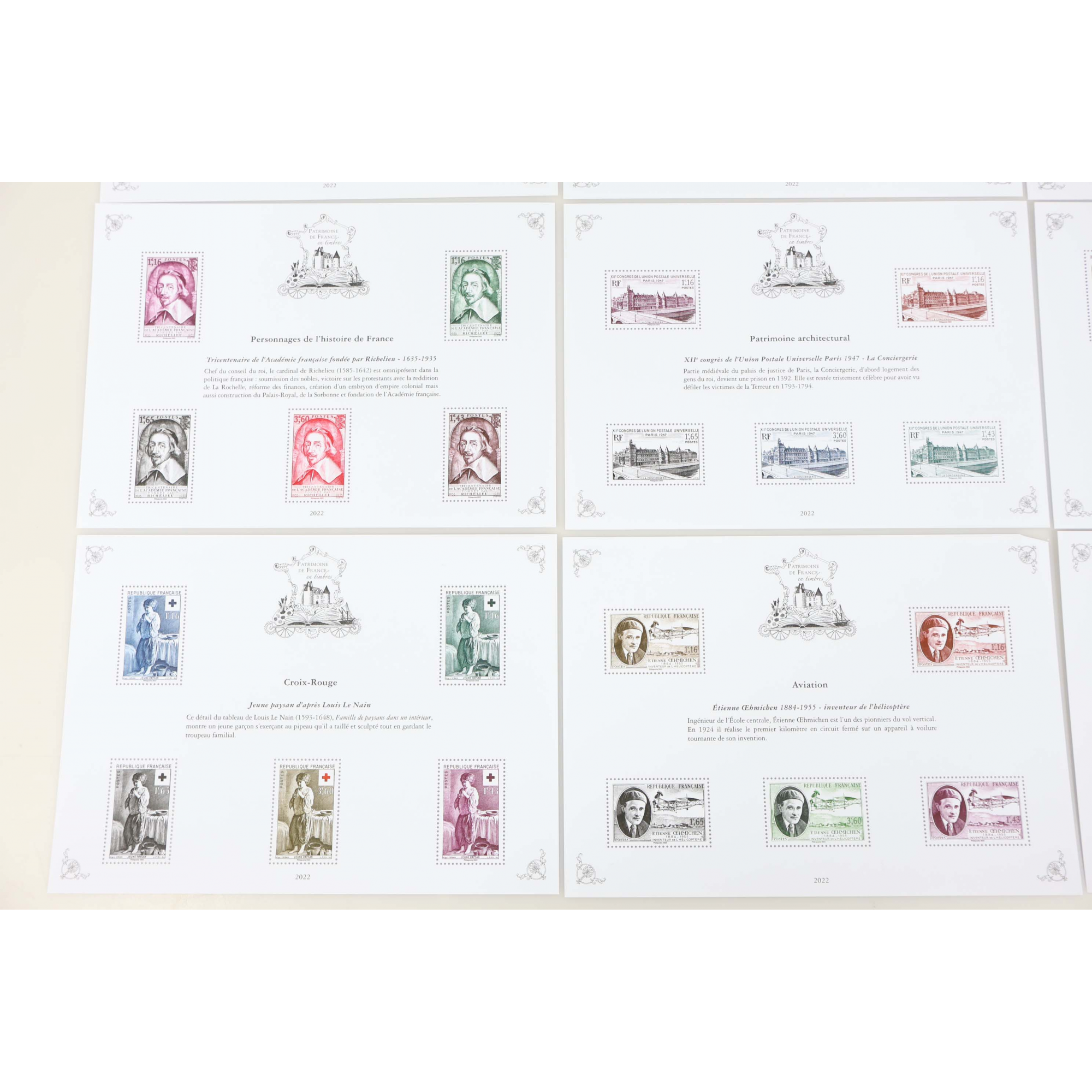 PATRIMOINE DE FRANCE TRÉSORS DE LA PHILATÉLIE SÉRIE COMPLÈTE DE 11 BLOCS DE 2022