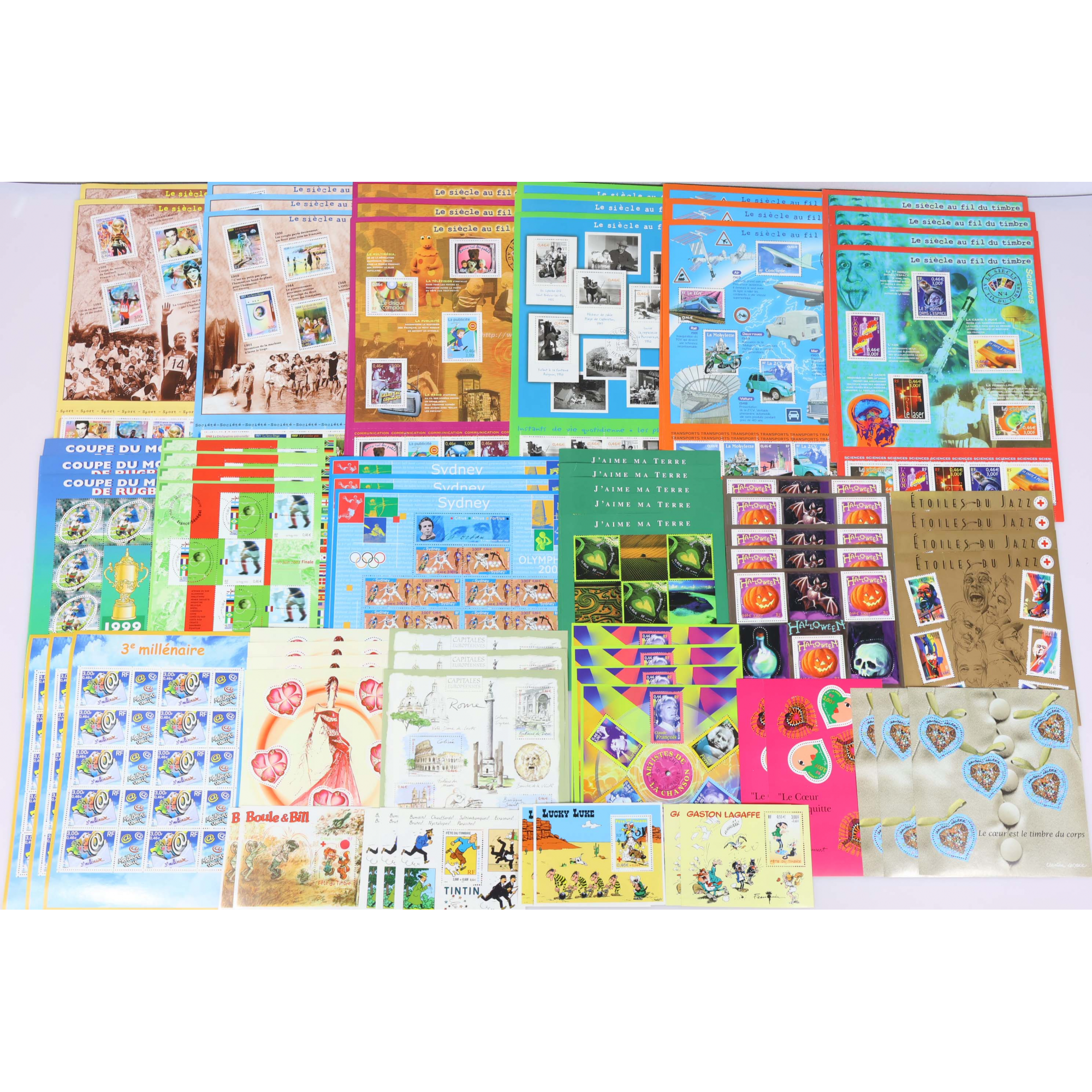 LOT DE BLOCS-FEUILLETS EN EUROS POUR COLLECTION OU AFFRANCHIR FACIALE 215€