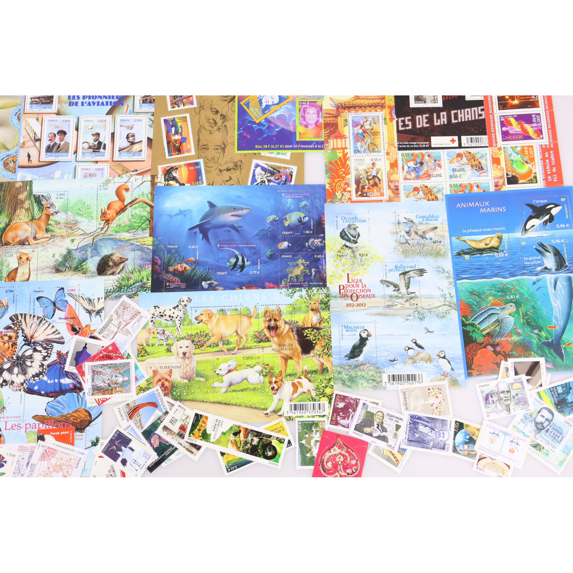 LOT DE TIMBRES-POSTE ET BLOCS EN EUROS FACIALE 208€ COLLECTION/AFFRANCHISSEMENT