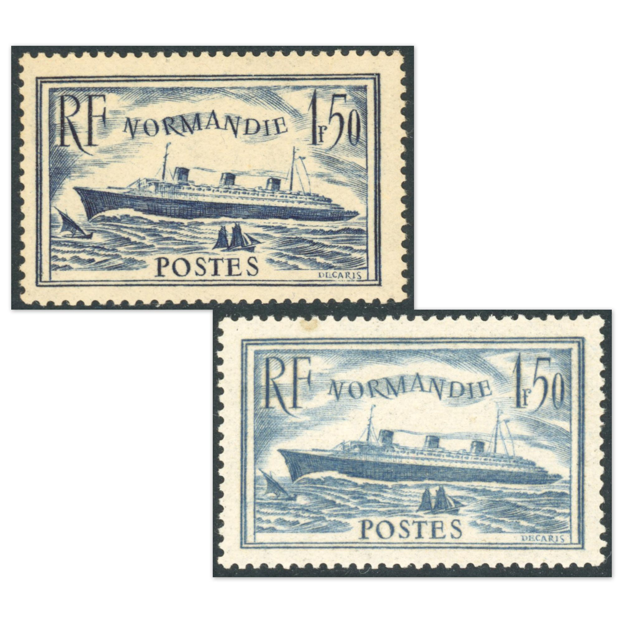 FRANCE, TIMBRES N° 299 ET 300 "NORMANDIE" NEUFS SANS CHARNIÈRE, ANNÉES 1935-36