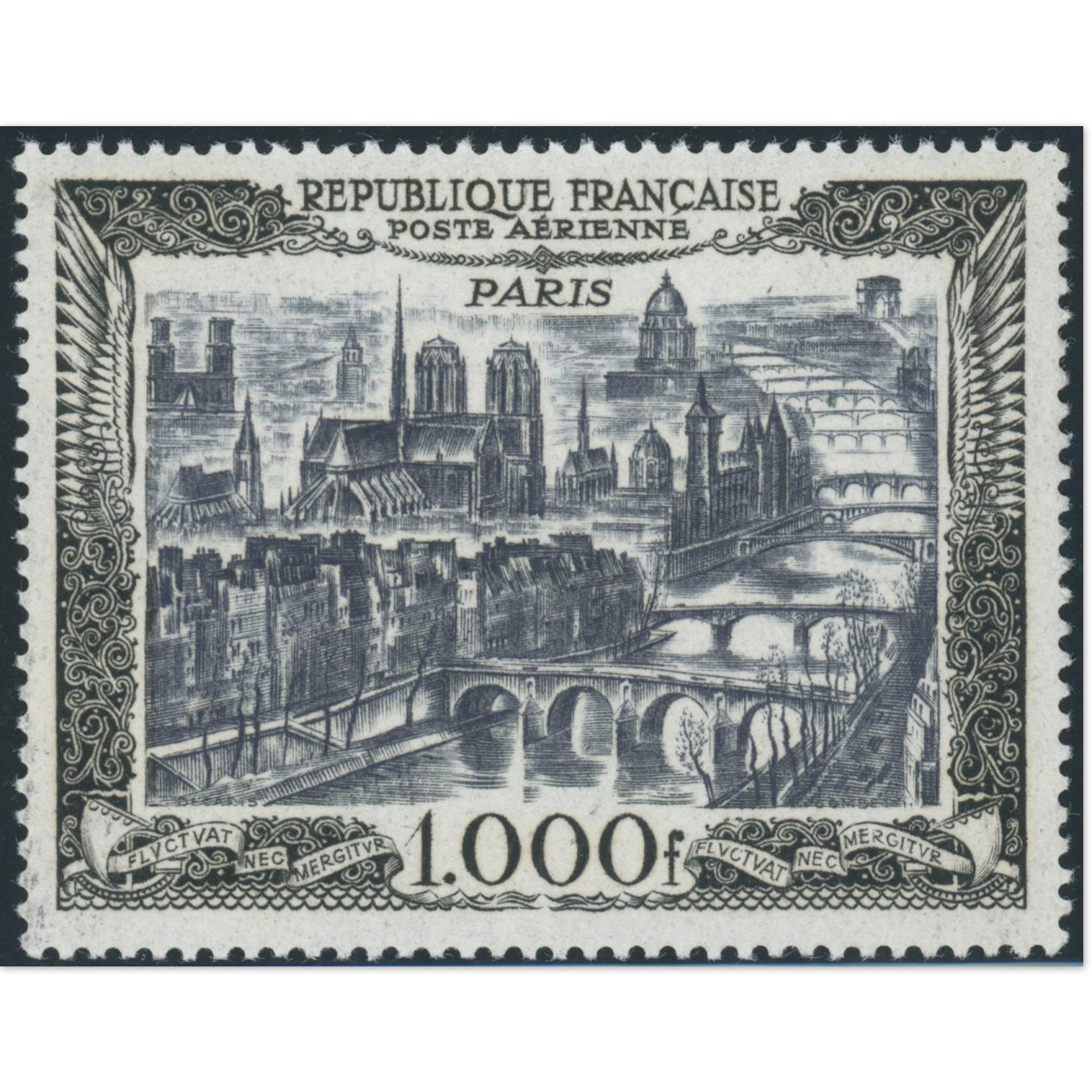 FRANCE, POSTE AERIENNE 1000 FFR VUE DE PARIS TIMBRE N° 29 NEUF SANS CHARNIÈRE