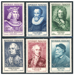 FRANCE, TIMBRES N° 1027 À 1032 CÉLÉBRITÉS "SÉRIE RENOIR", NEUFS** - 1955