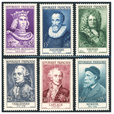 FRANCE, TIMBRES N° 1027 À 1032 CÉLÉBRITÉS "SÉRIE RENOIR", NEUFS** - 1955