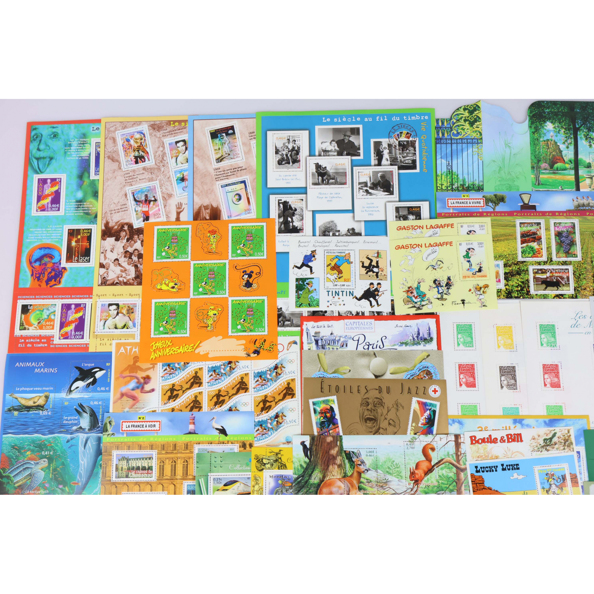 LOT DE TIMBRES-POSTE ET BLOCS EN EUROS FACIALE 134€ COLLECTION/AFFRANCHISSEMENT