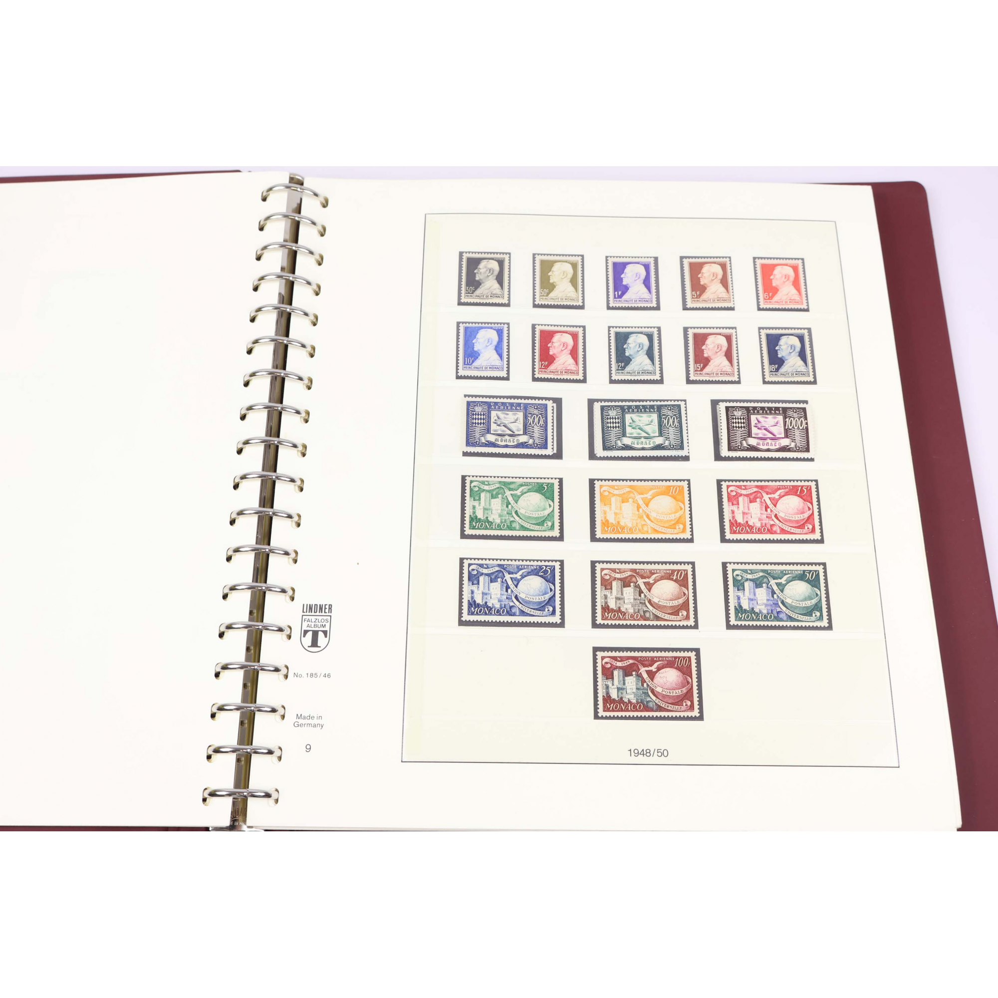 COLLECTION DE MONACO DE 1946 À 1959 TIMBRES NEUFS** CLASSEUR LINDNER BELLE COTE