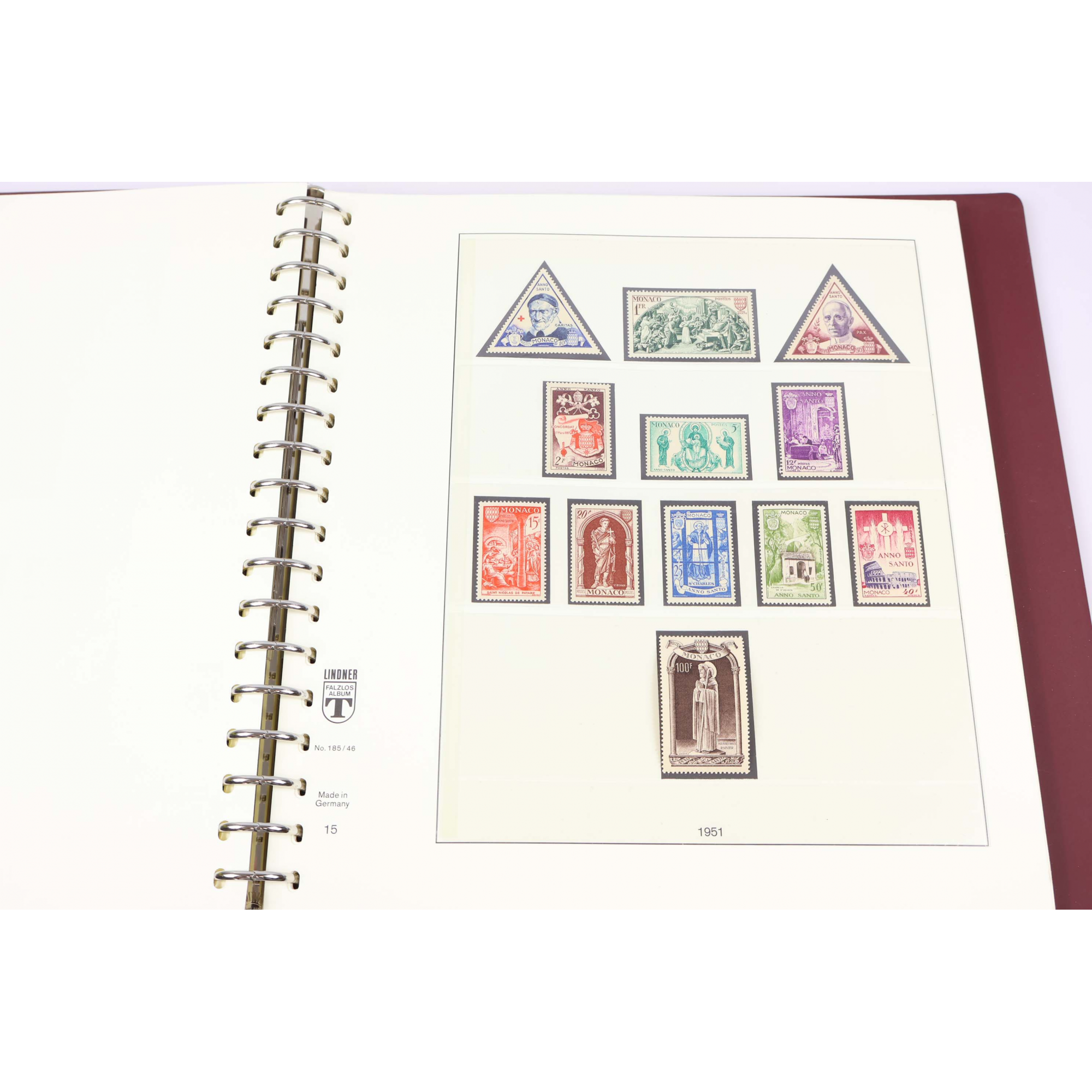 COLLECTION DE MONACO DE 1946 À 1959 TIMBRES NEUFS** CLASSEUR LINDNER BELLE COTE