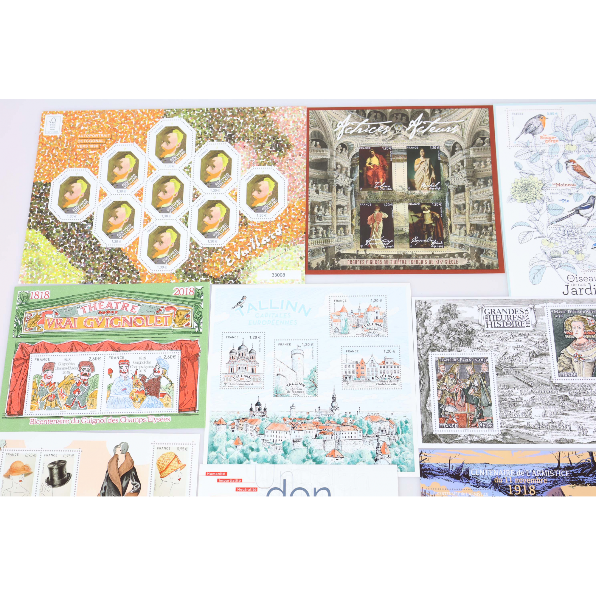 LOT DE BLOCS-FEUILLETS ET TIMBRES NEUFS** DE FRANCE DE 2018 FACIALE 150€