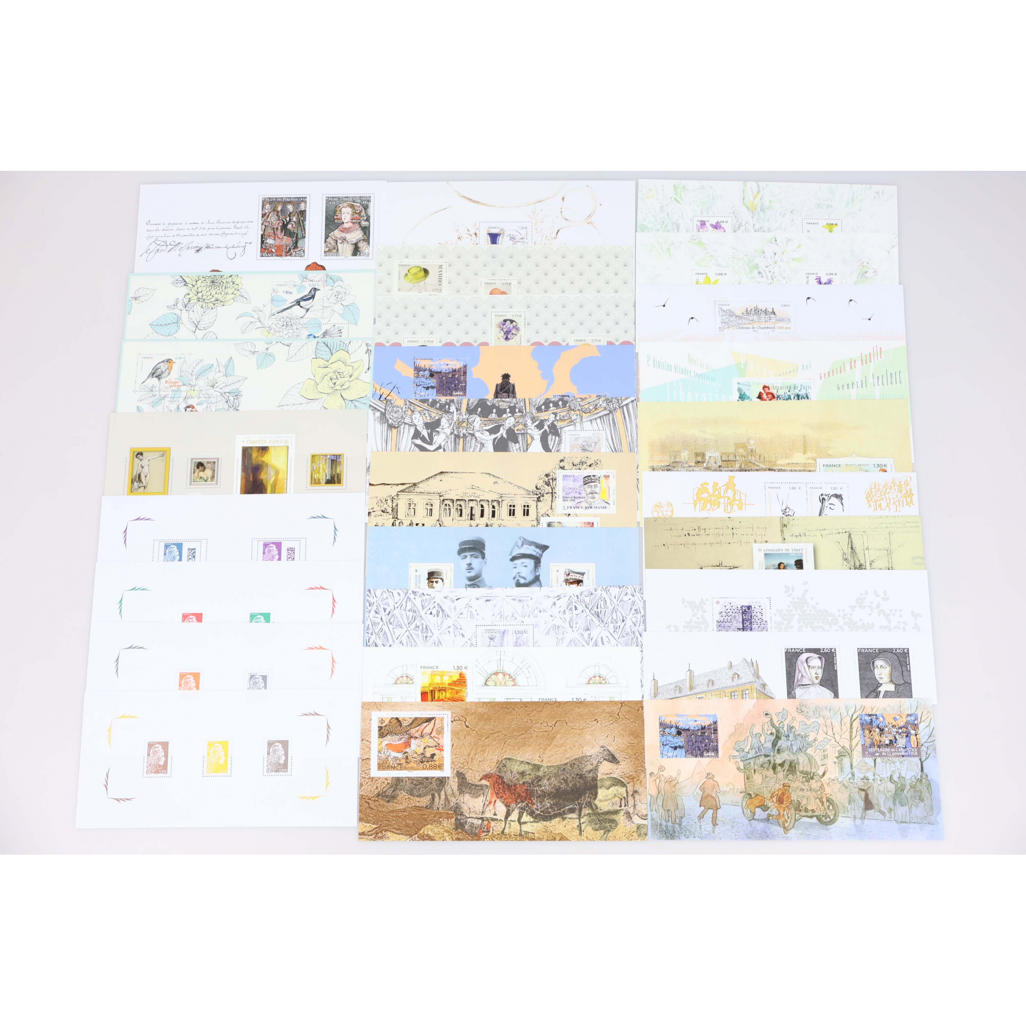 LOT DE BLOCS SOUVENIRS FRANCE 2018/2019 N°142 A 163 COMPLET TIMBRES NEUFS**