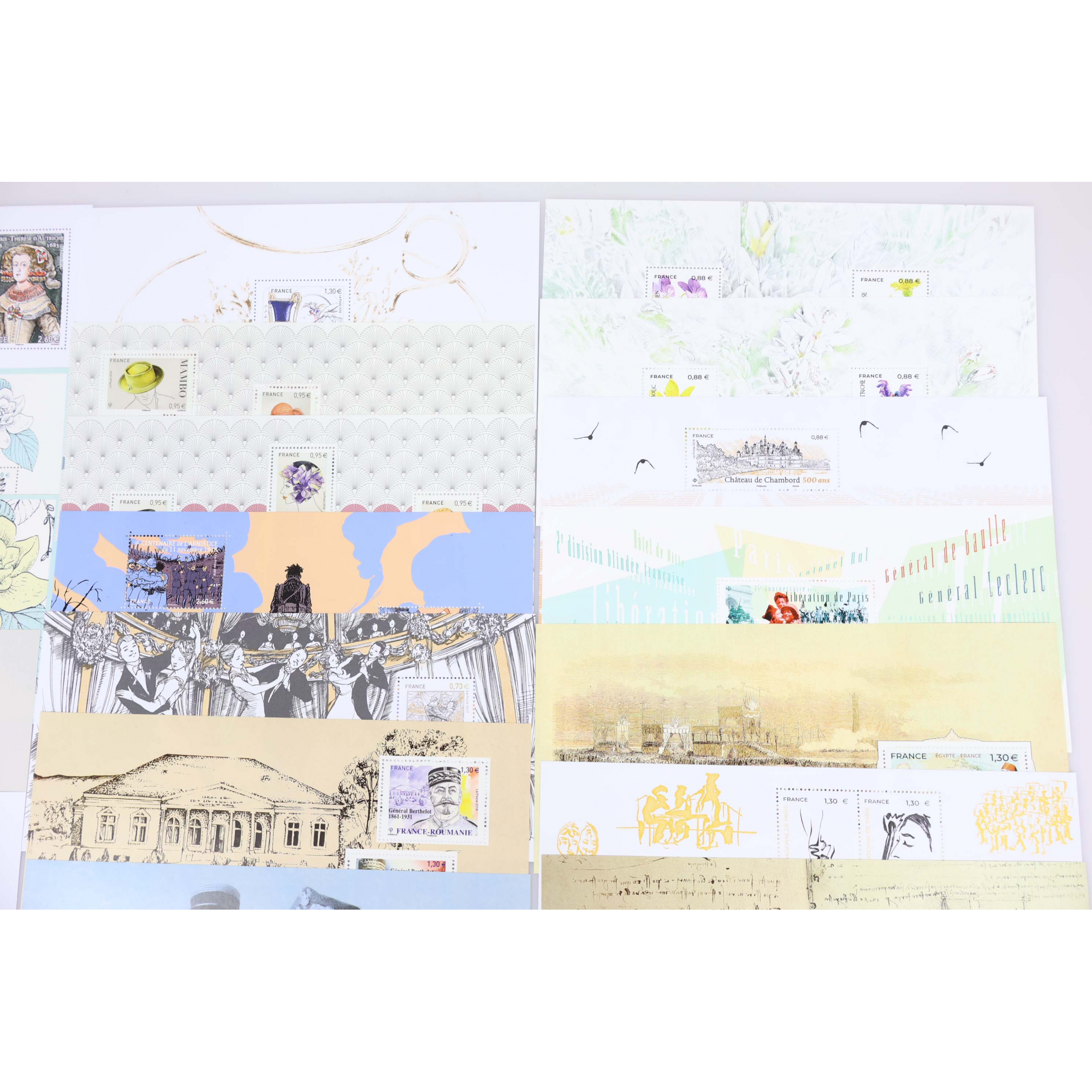 LOT DE BLOCS SOUVENIRS FRANCE 2018/2019 N°142 A 163 COMPLET TIMBRES NEUFS**