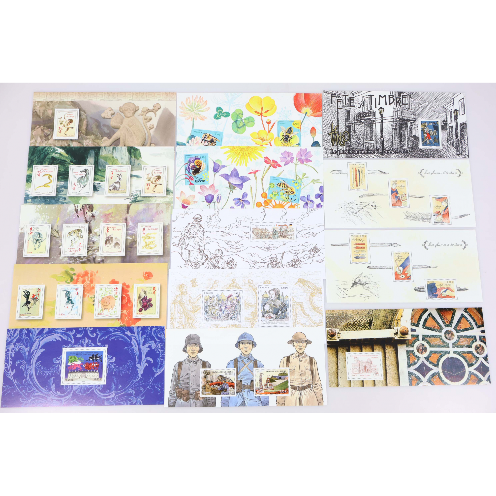 LOT DE BLOCS SOUVENIRS FRANCE ANNÉE COMPLÈTE 2016 N°122 A 131 TIMBRES NEUFS**