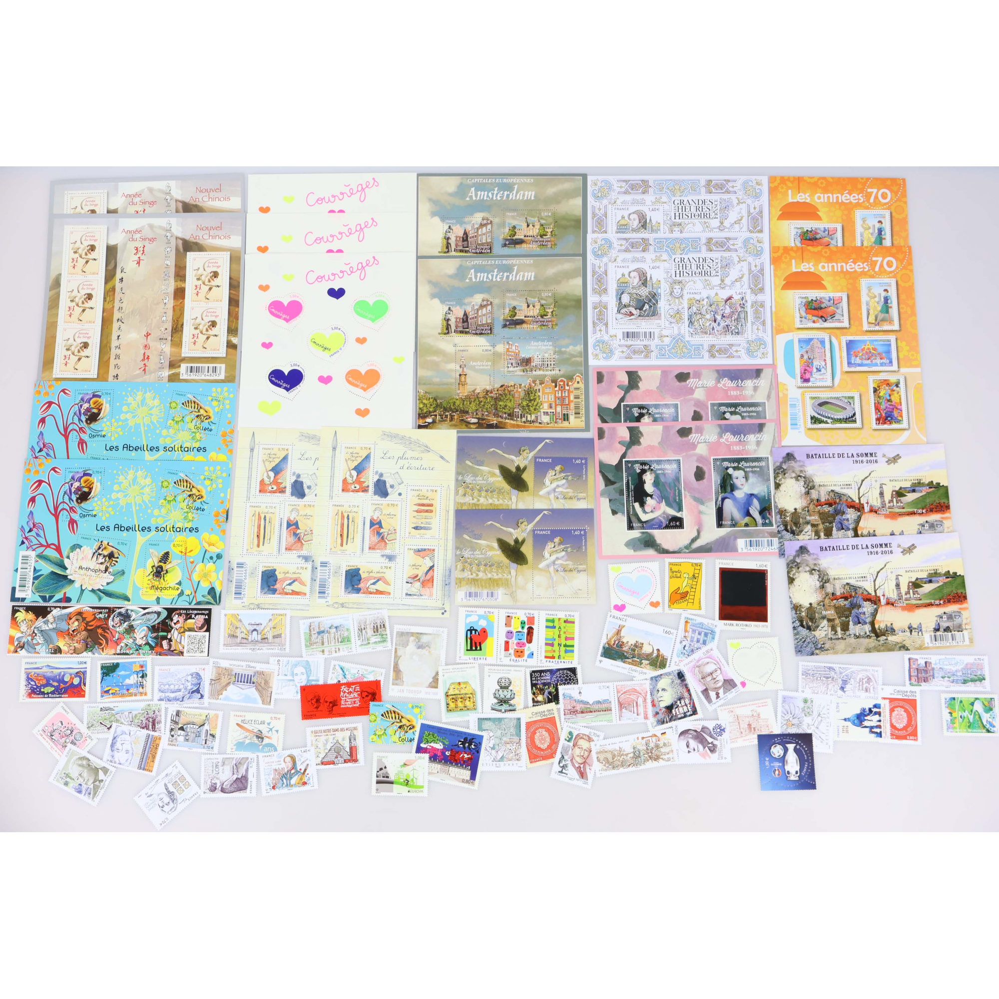 LOT DE TIMBRES ET BLOCS (EN DOUBLE EX) NEUFS** DE FRANCE DE 2016 FACIALE 131€