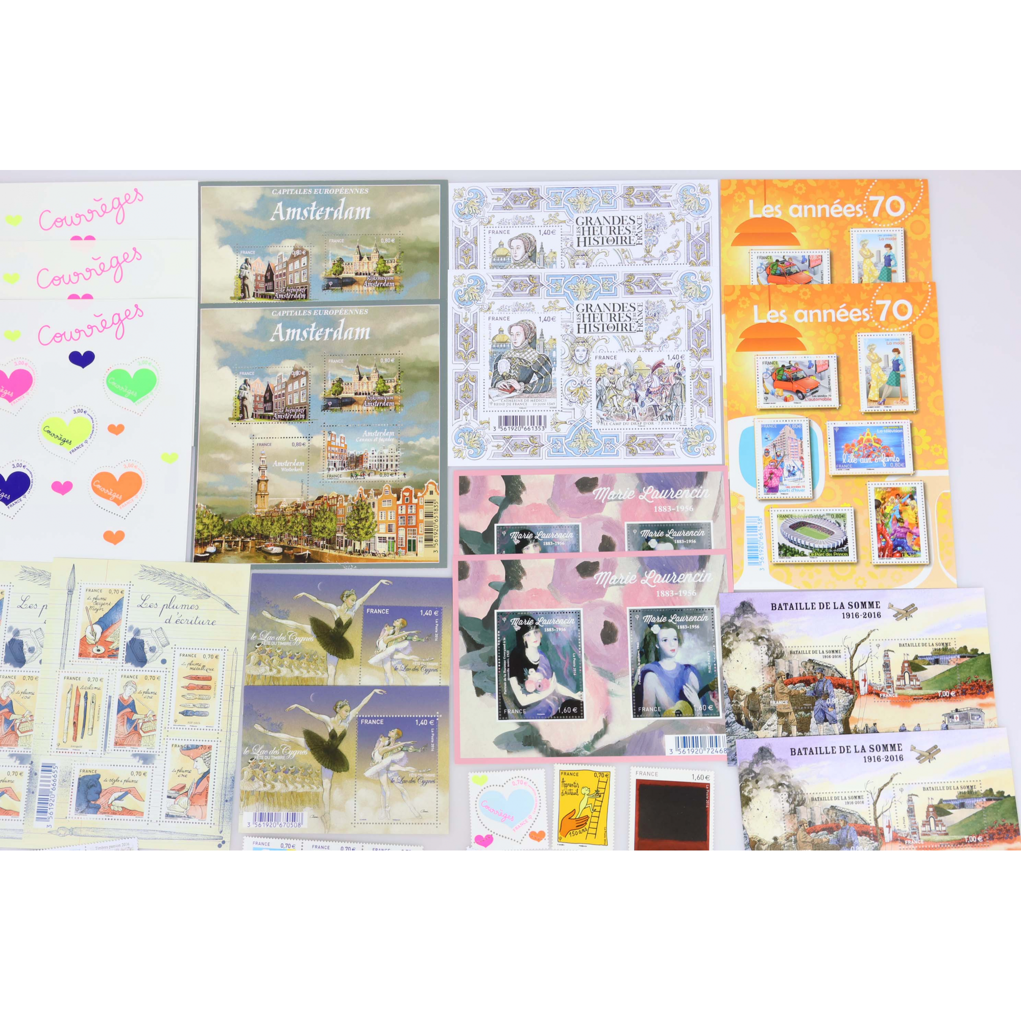 LOT DE TIMBRES ET BLOCS (EN DOUBLE EX) NEUFS** DE FRANCE DE 2016 FACIALE 131€