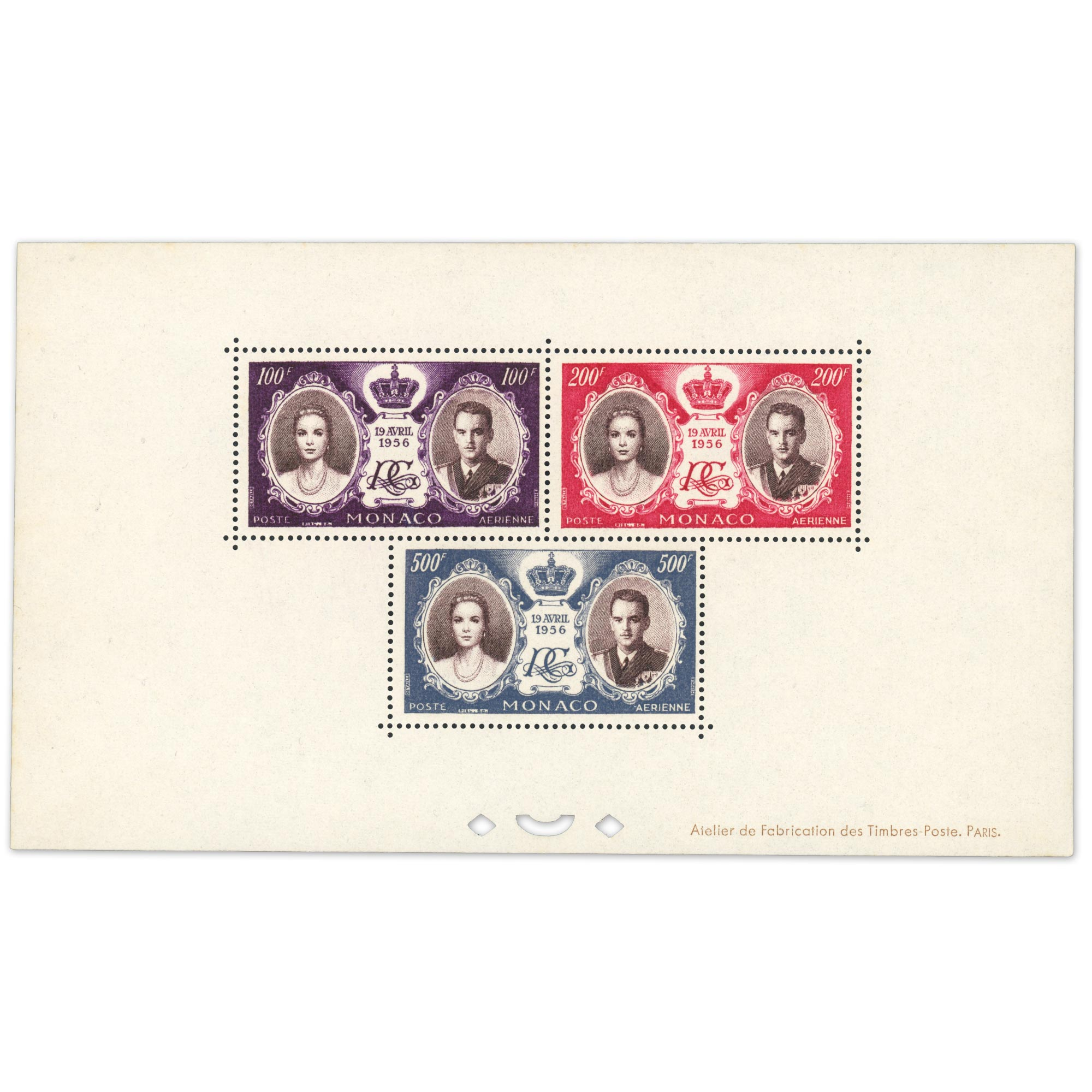 BLOCS DE MONACO N°5 ET 6 TIMBRES NEUFS** MARIAGE PRINCIER, N°5 AVEC DÉCHIRURE