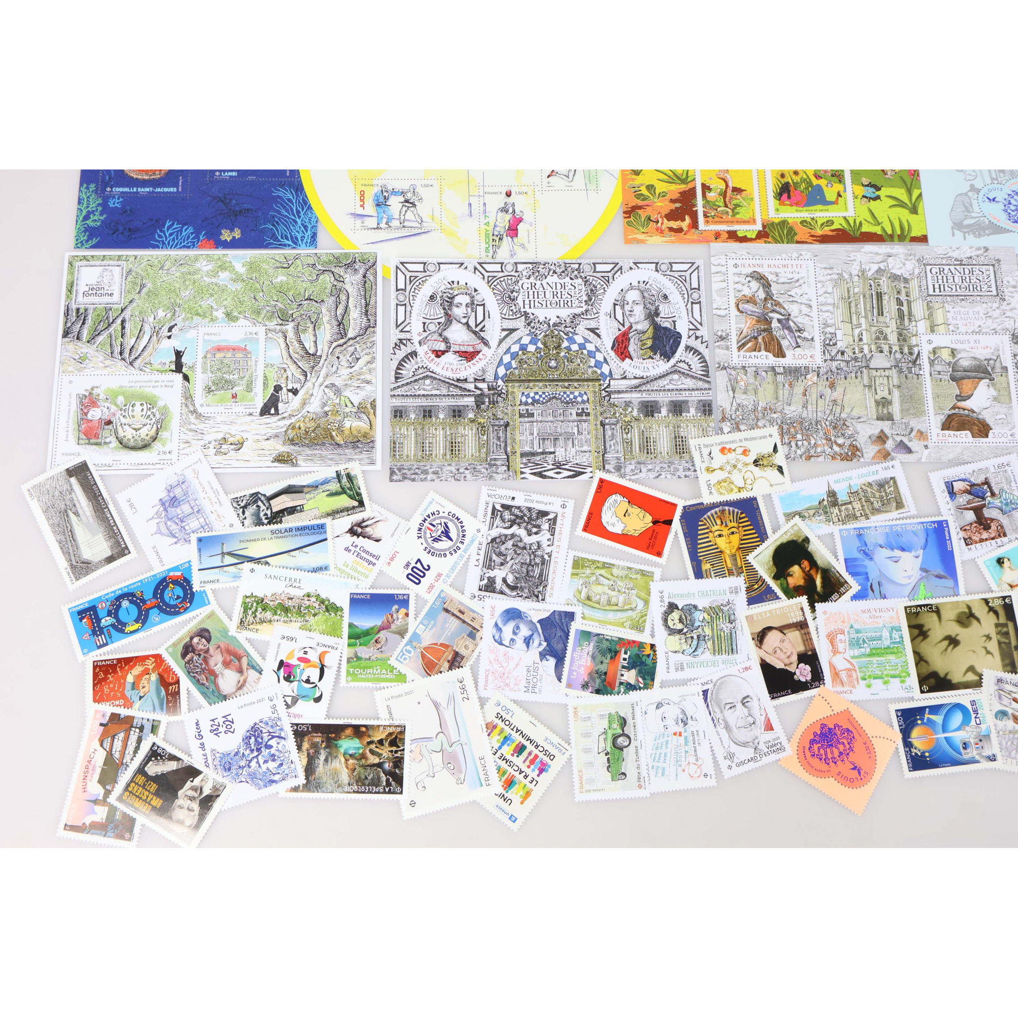 FRANCE DE 2021 ET 2022 LOT DE TIMBRES ET BLOCS-FEUILLETS NEUFS** FACIALE 215€