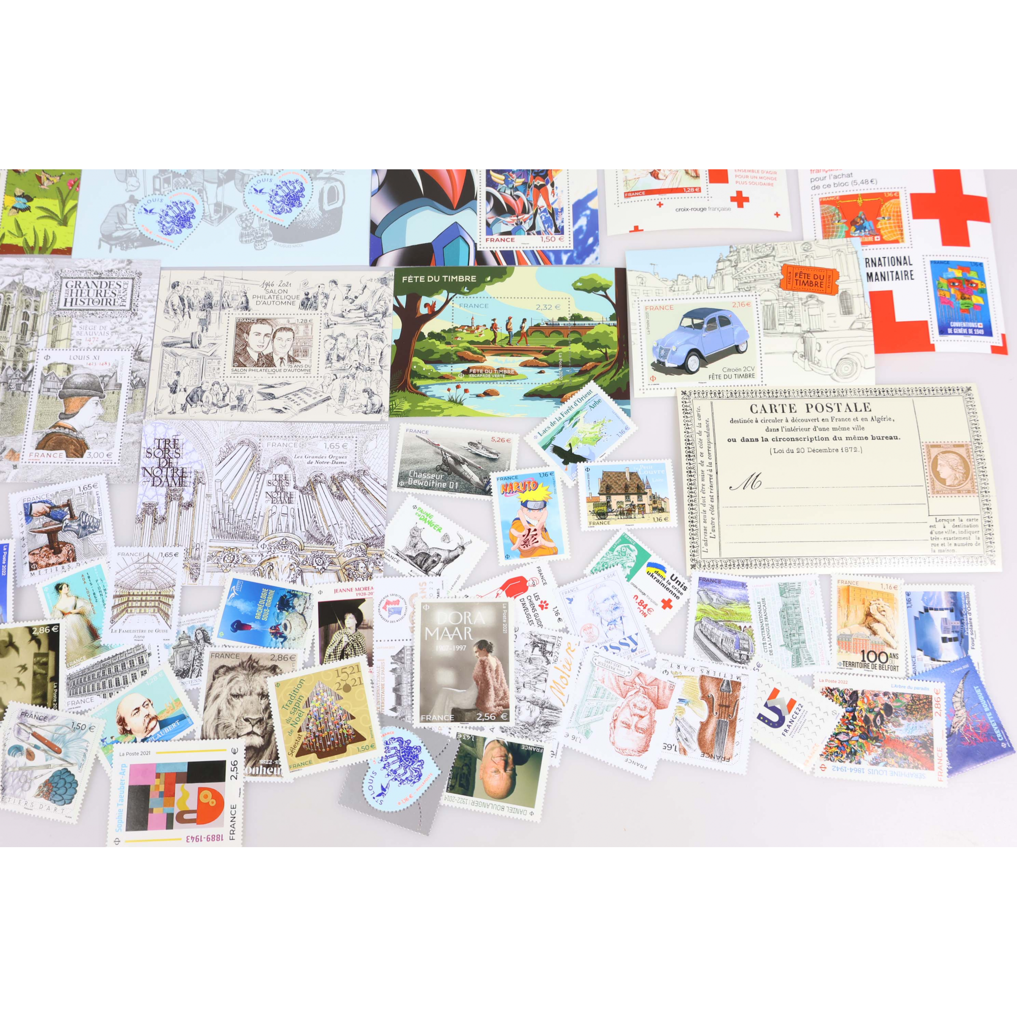 FRANCE DE 2021 ET 2022 LOT DE TIMBRES ET BLOCS-FEUILLETS NEUFS** FACIALE 215€