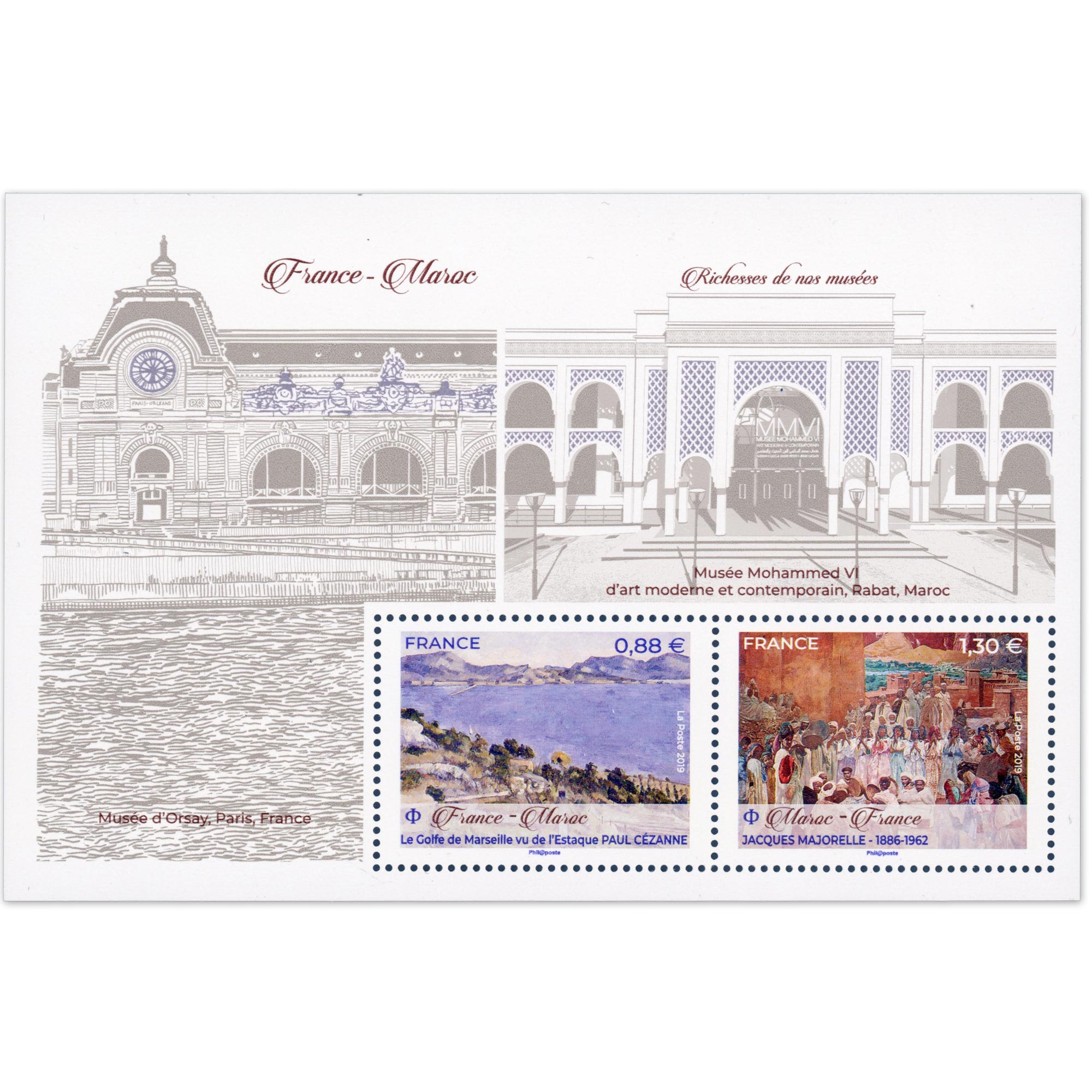 FEUILLET FRANCE N°F5316 ART ET MUSÉES FRANCE-MAROC TIMBRES NEUFS** ANNÉE 2019