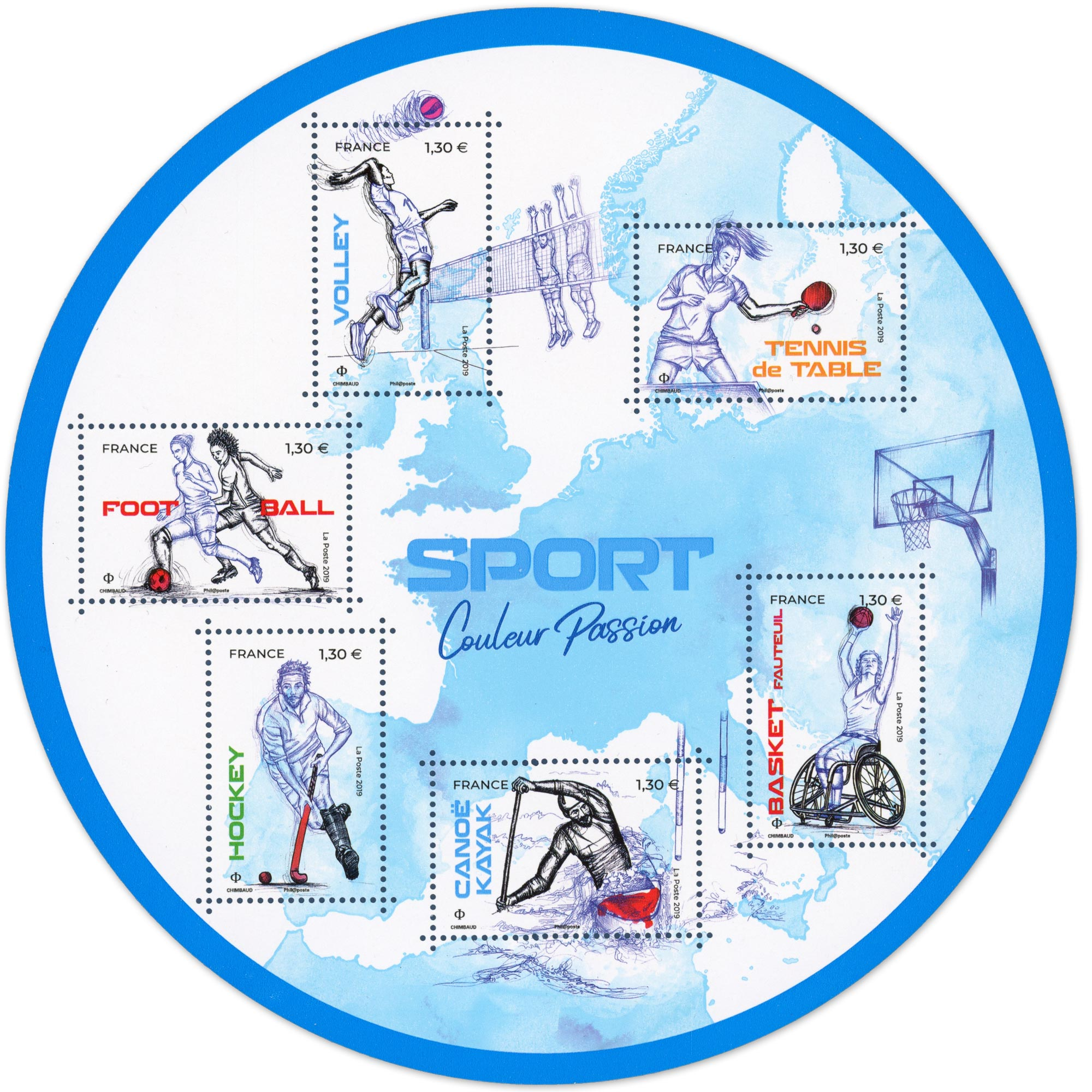 FEUILLET FRANCE N°F5325 SPORT COULEUR PASSION TIMBRES NEUFS** ANNÉE 2019