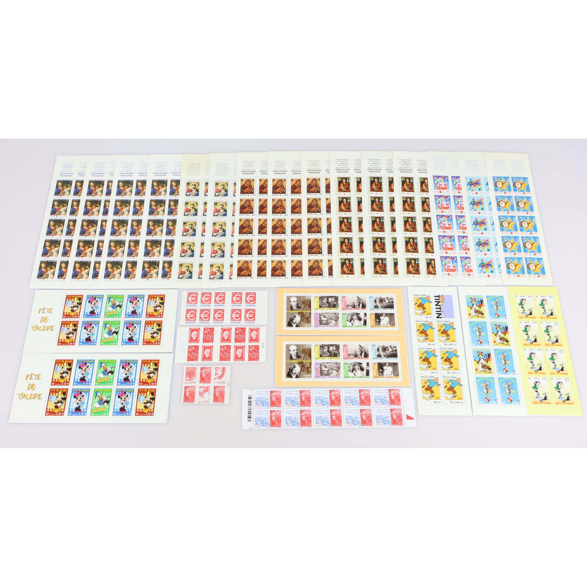 LOT DE CARNETS FRANCE EUROS TIMBRES NEUFS** FACIALE 128€ COURRIERS / COLLECTION