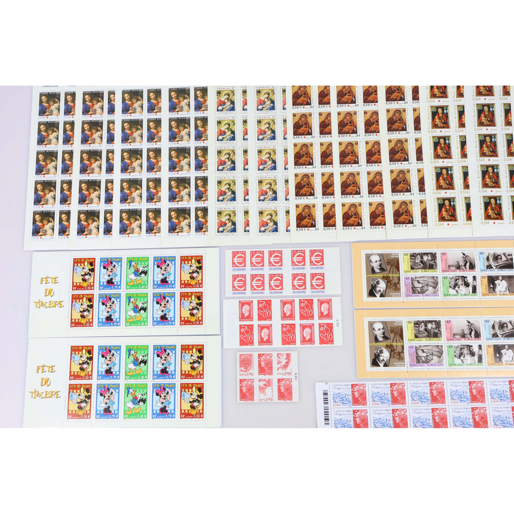 LOT DE CARNETS FRANCE EUROS TIMBRES NEUFS** FACIALE 128€ COURRIERS / COLLECTION