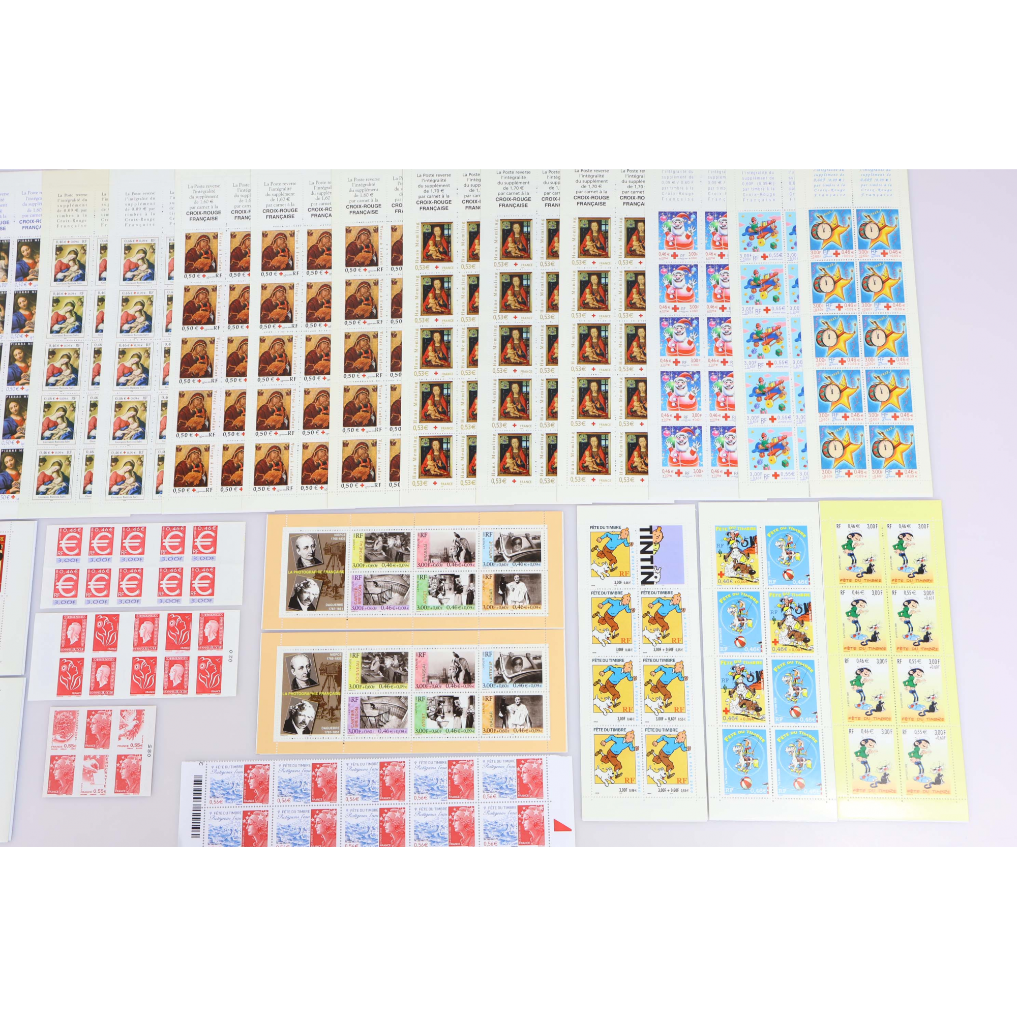LOT DE CARNETS FRANCE EUROS TIMBRES NEUFS** FACIALE 128€ COURRIERS / COLLECTION