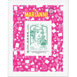 TIMBRE POSTE AUTOADHÉSIF N°864A MARIANNE DE CIAPPA ET KAWENA LETTRE VERTE