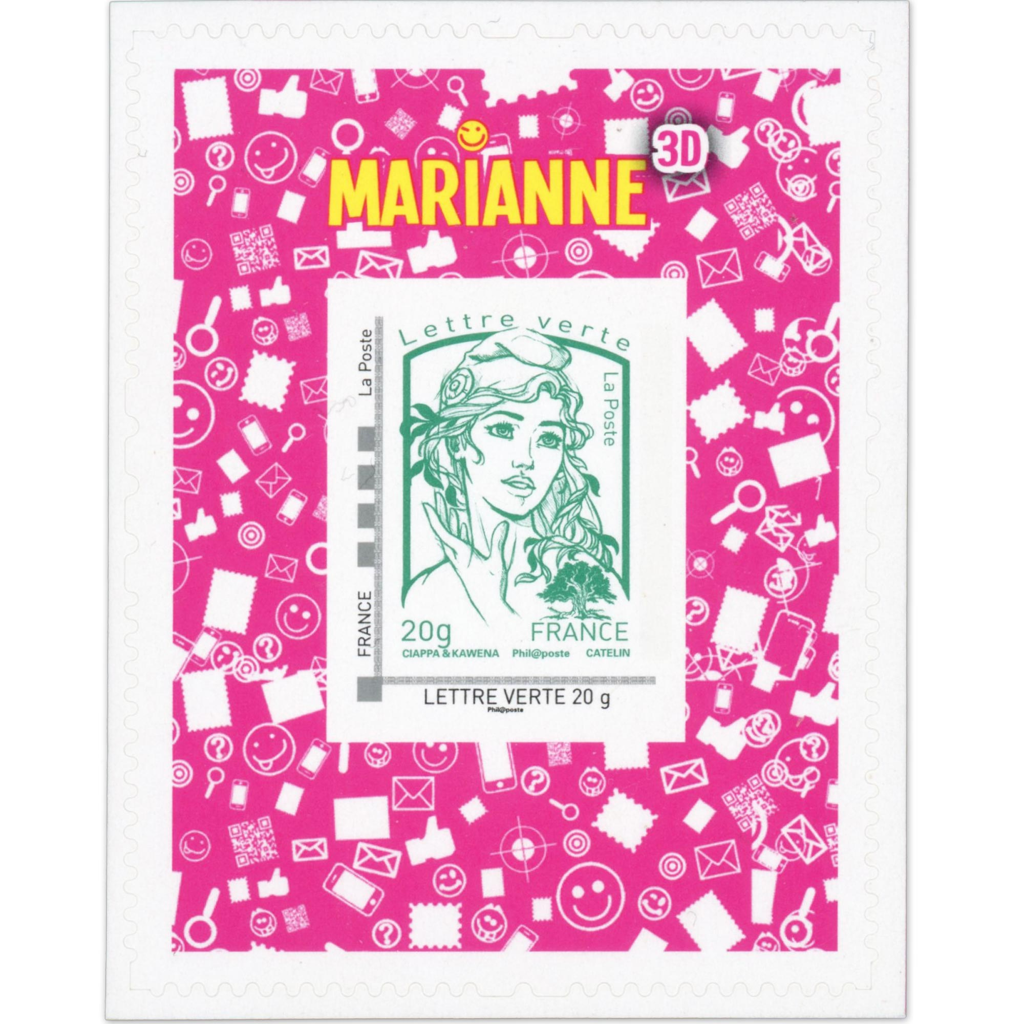 TIMBRE POSTE AUTOADHÉSIF N°864A MARIANNE DE CIAPPA ET KAWENA LETTRE VERTE