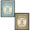 TIMBRES TAXE N°61 ET 62 NEUFS* RECOUVREMENT COTE 298€ 2F BLEU ET SEPIA