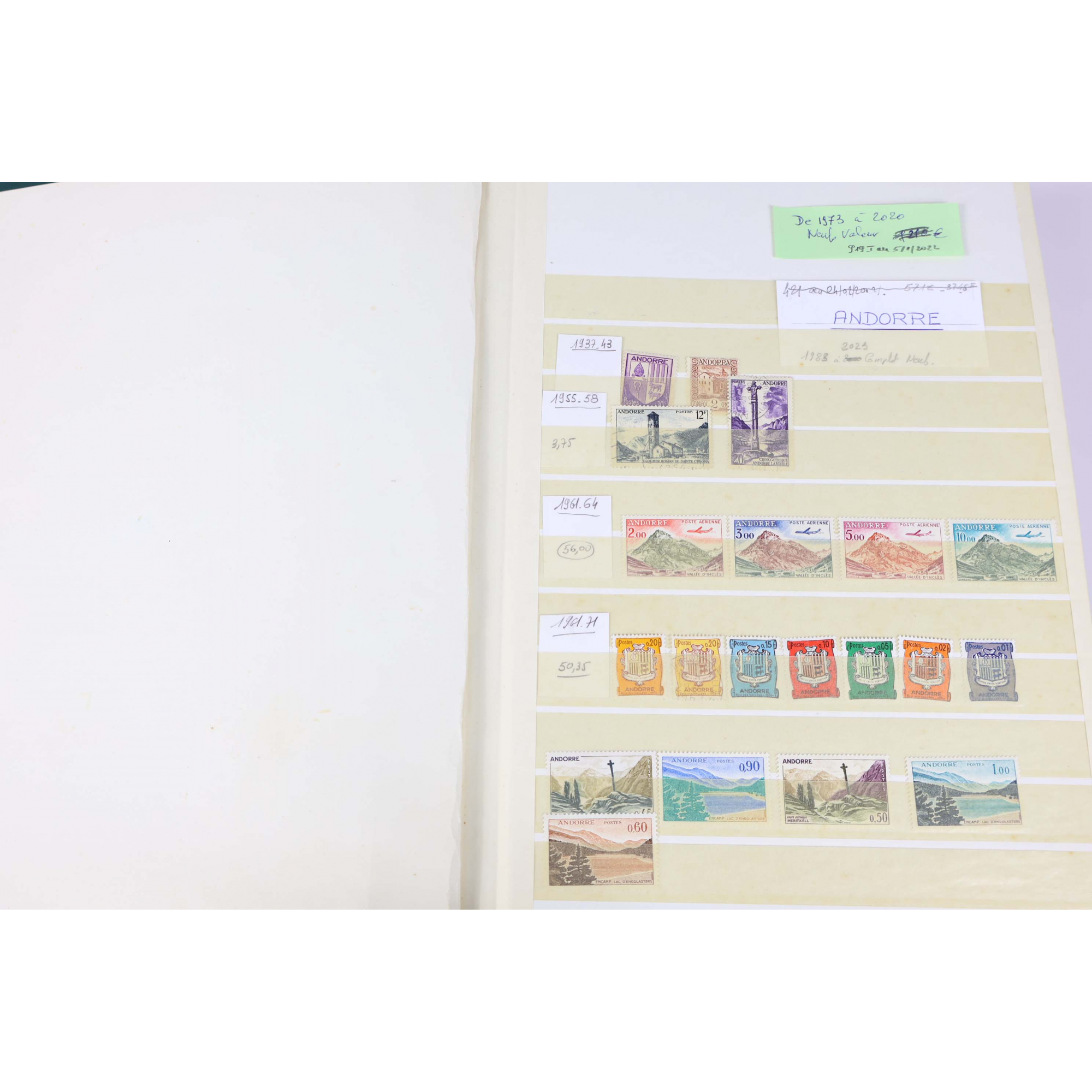COLLECTION D'ANDORRE JUSQU'A 2024 TIMBRES NEUFS** DANS UN ALBUM, CARNETS-BLOCS.. COLLECTION D'ANDORRE JUSQU'A 2024 TIMBRES NEUFS** DANS UN ALBUM, CARNETS-BLOCS..