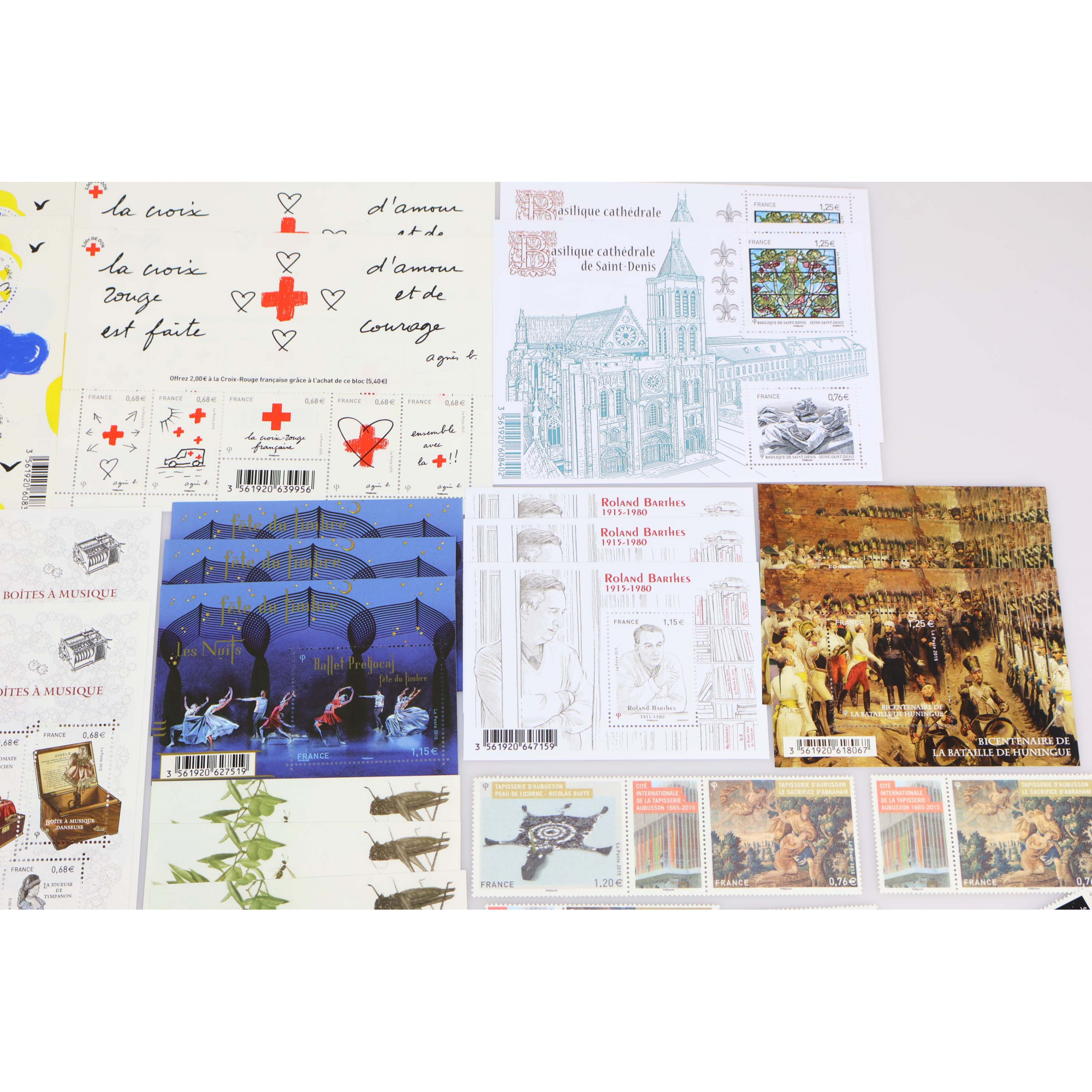 FRANCE LOT DE 2015 TIMBRES ET BLOCS-FEUILLETS NEUFS** PLUSIEURS EX, FACIALE 295€