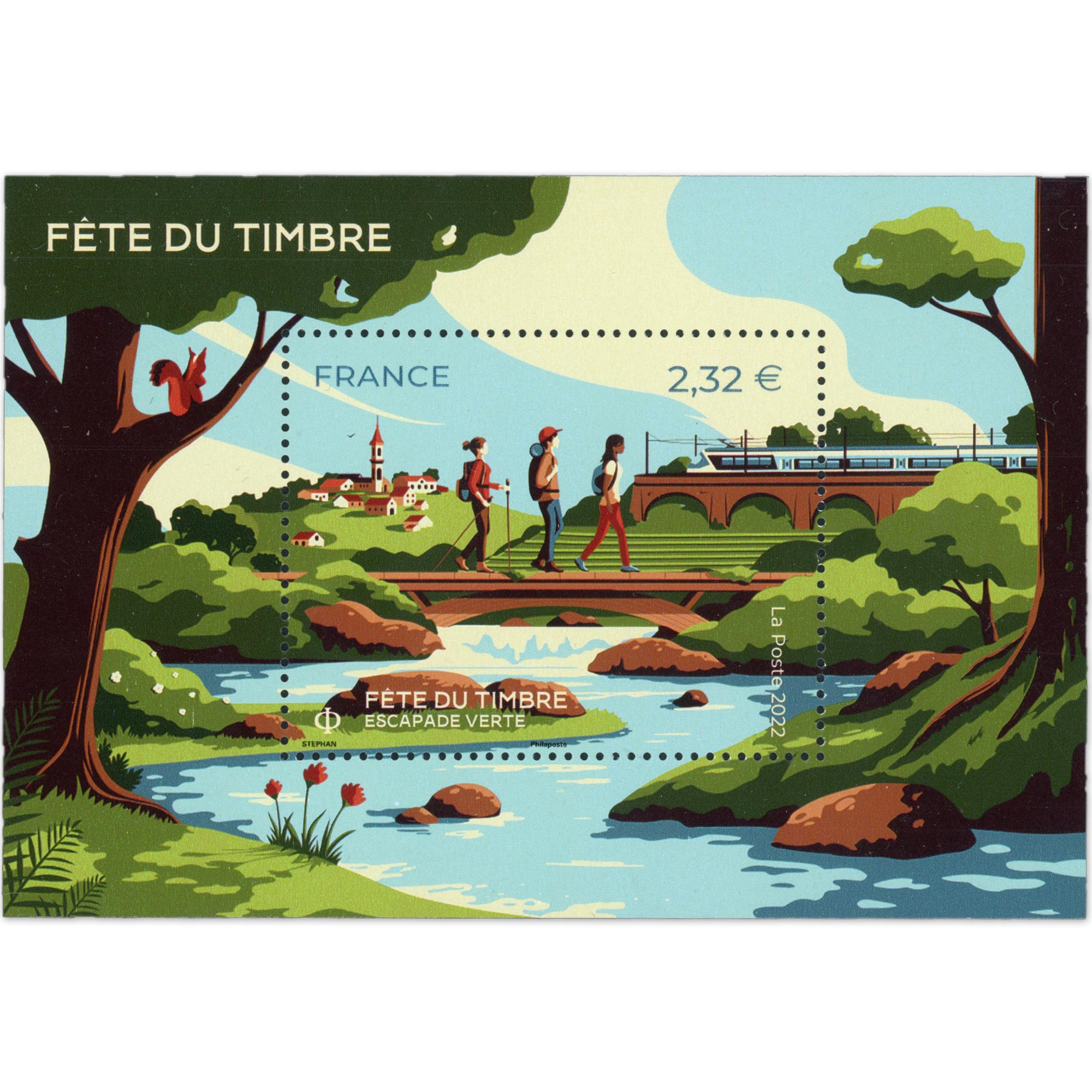 FEUILLET FRANCE N°F5563 FÊTE DU TIMBRE ESCAPADE VERTE TIMBRES NEUFS** ANNÉE 2022