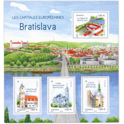 FEUILLET FRANCE N°F5676 CAPITALES EUROPÉENNES BRATISLAVA TIMBRES NEUFS** 2023