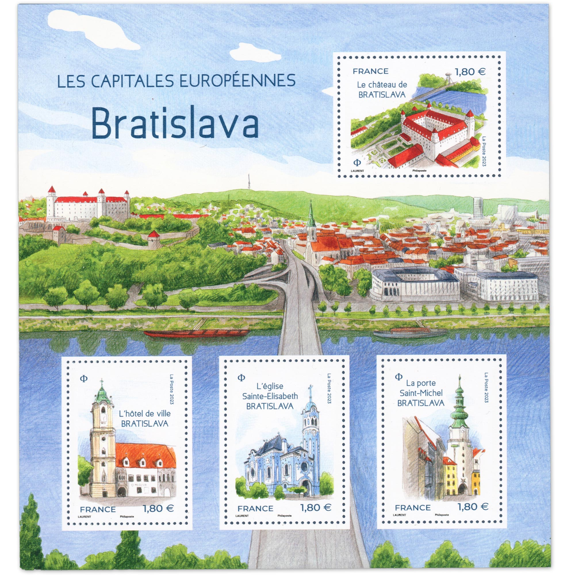 FEUILLET FRANCE N°F5676 CAPITALES EUROPÉENNES BRATISLAVA TIMBRES NEUFS** 2023