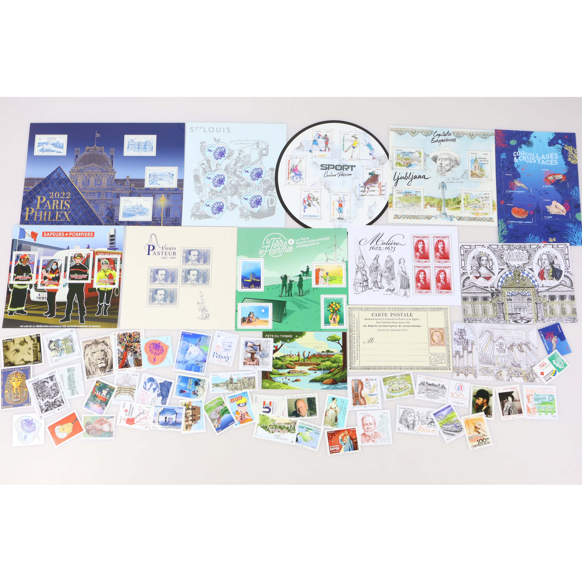 LOT DE TIMBRES ET BLOCS-FEUILLETS DE 2022 TIMBRES NEUFS** FACIALE 145 EUROS