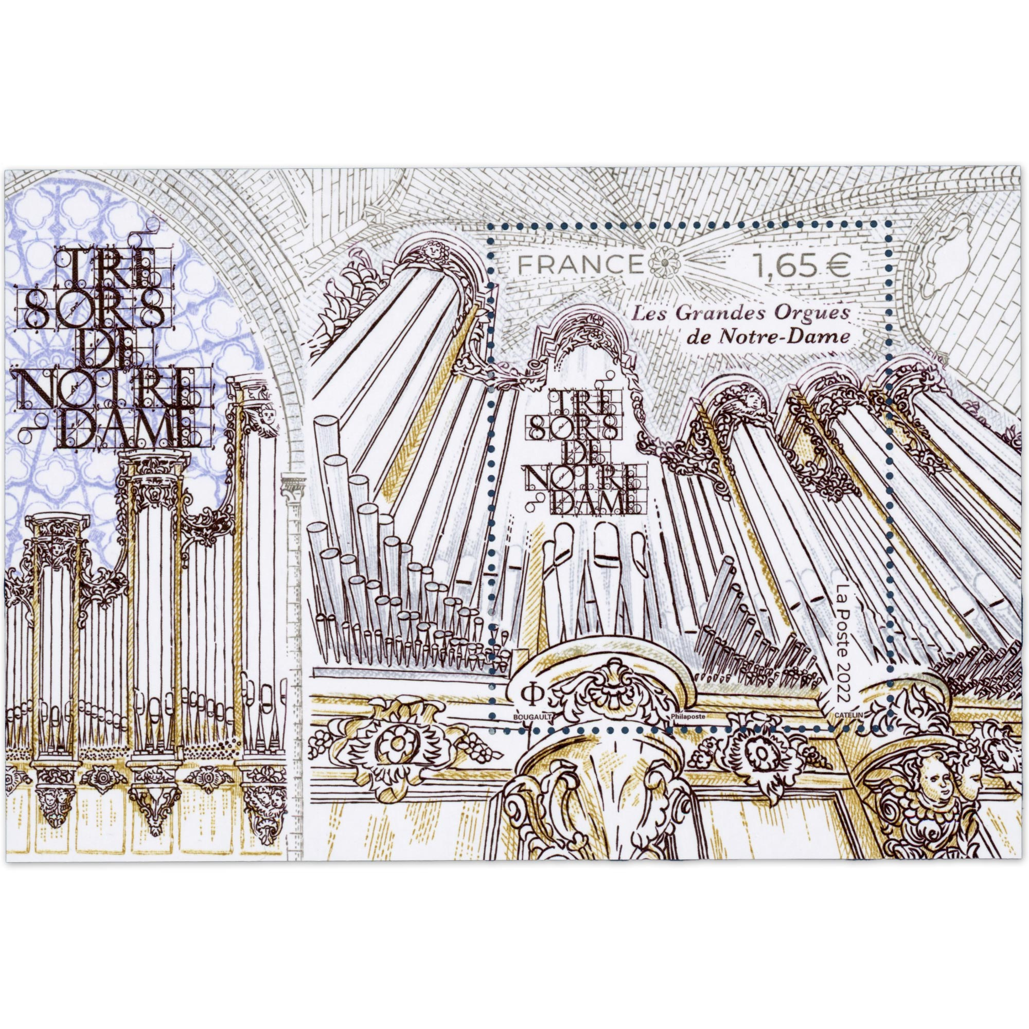 FEUILLET FRANCE N°F5568 LES GRANDES ORGUES NOTRE DAME TIMBRES NEUFS** ANNÉE 2022