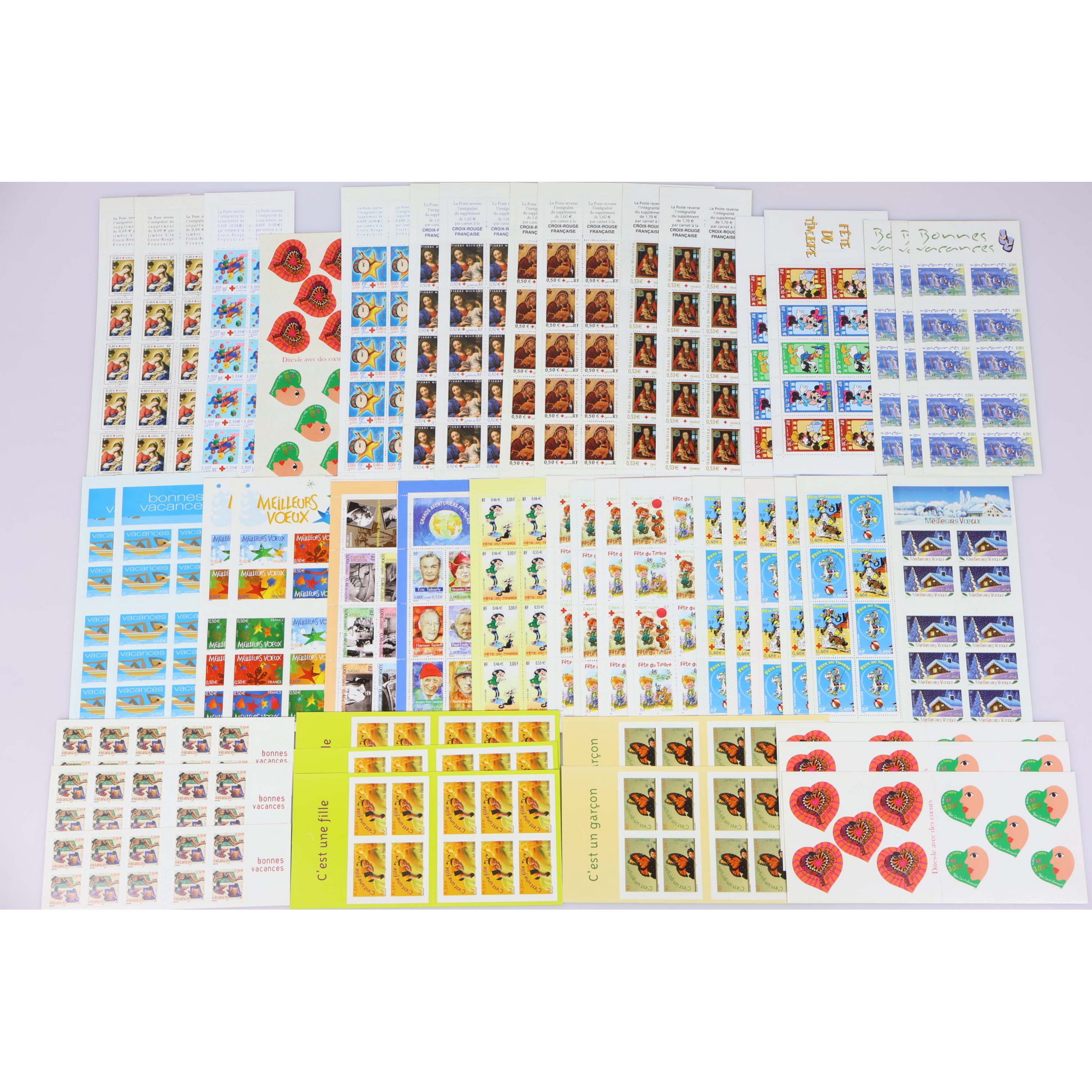 FRANCE, LOT DE CARNETS EN EUROS TIMBRES NEUFS** VALEUR FACIALE 200 EUROS