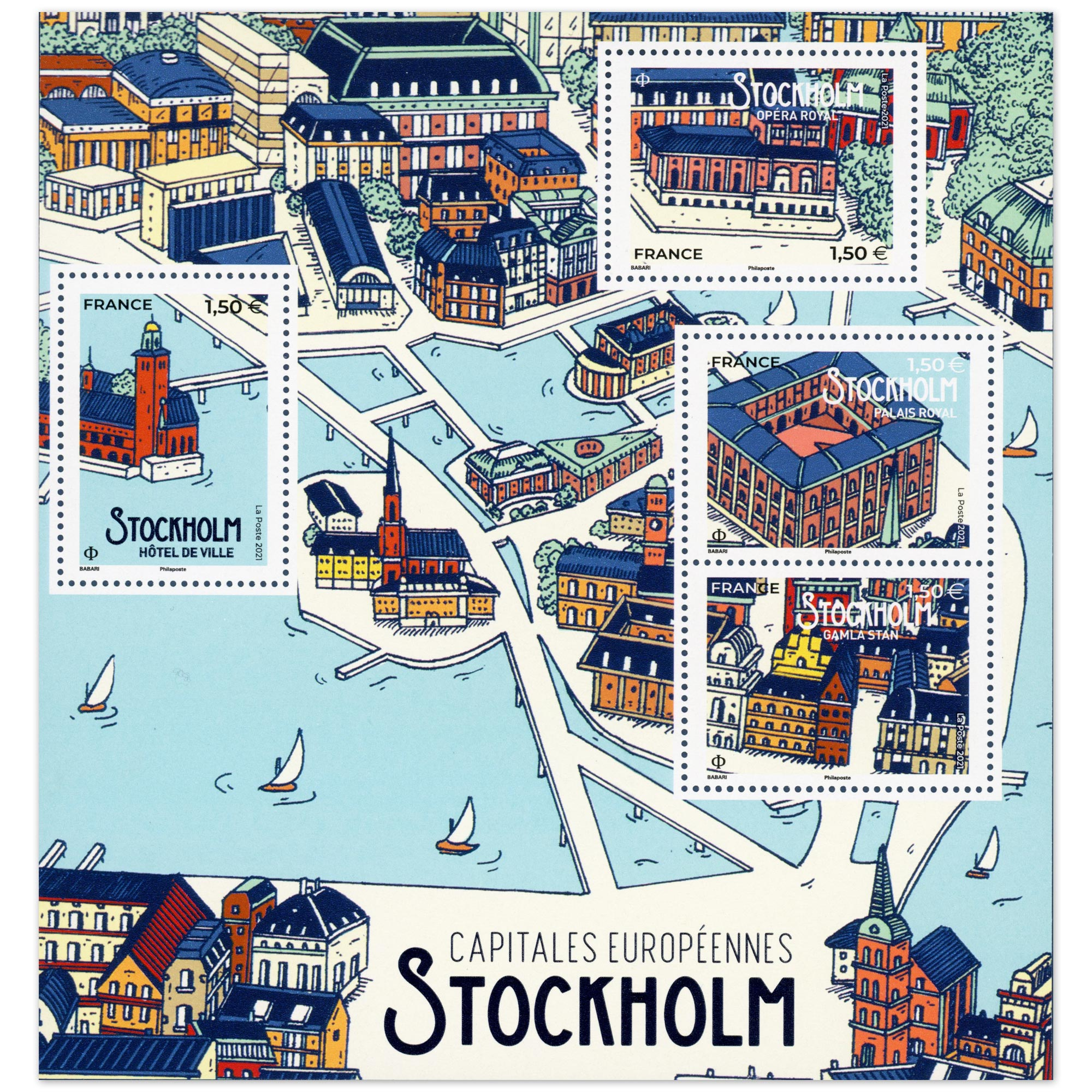 FEUILLET FRANCE N°F5477 CAPITALES EUROPÉENNES STOCKHOLM TIMBRES NEUFS** 2021