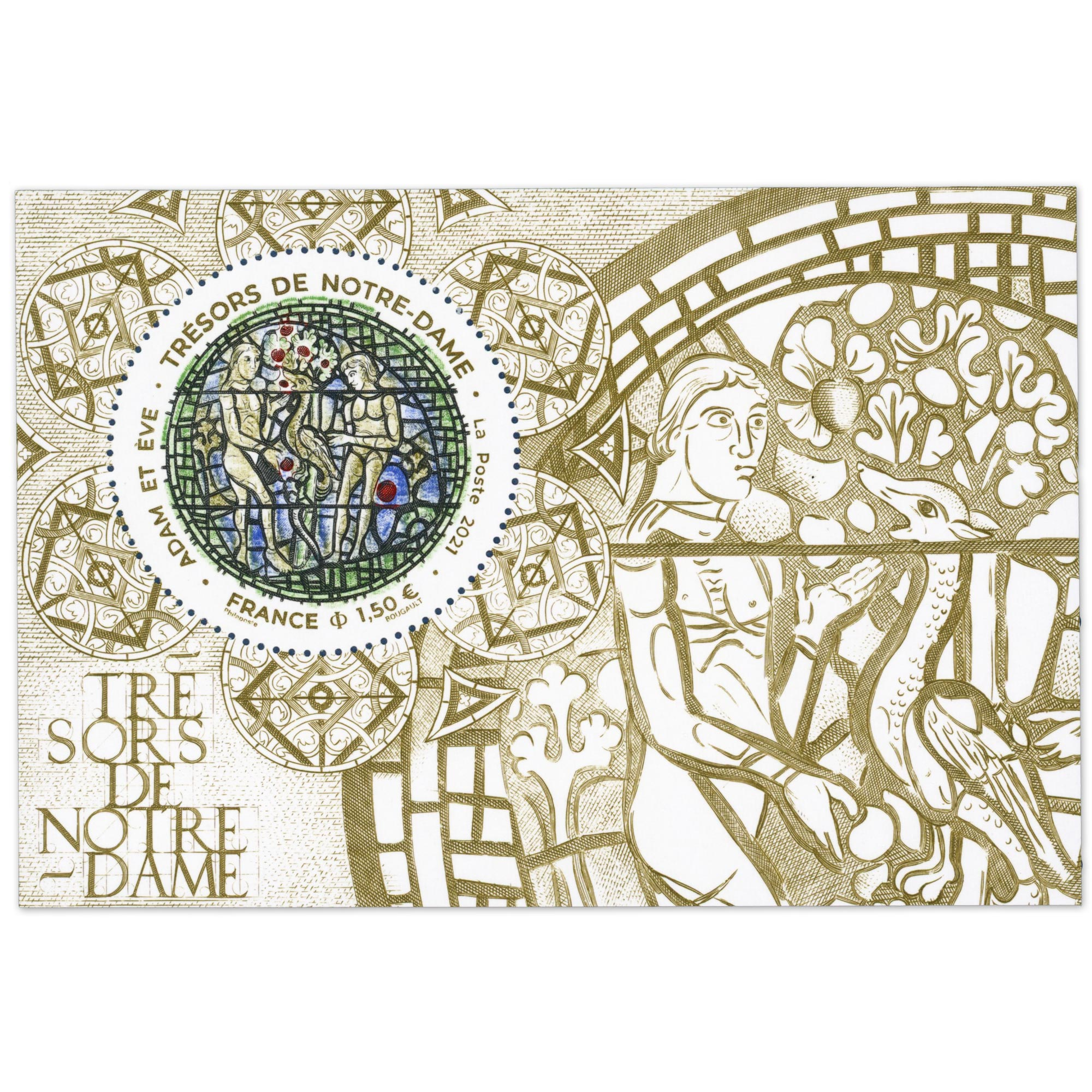 FEUILLET FRANCE N°F5487 TRÉSOR DE NOTRE DAME VITRAIL TIMBRE NEUF** ANNÉE 2021