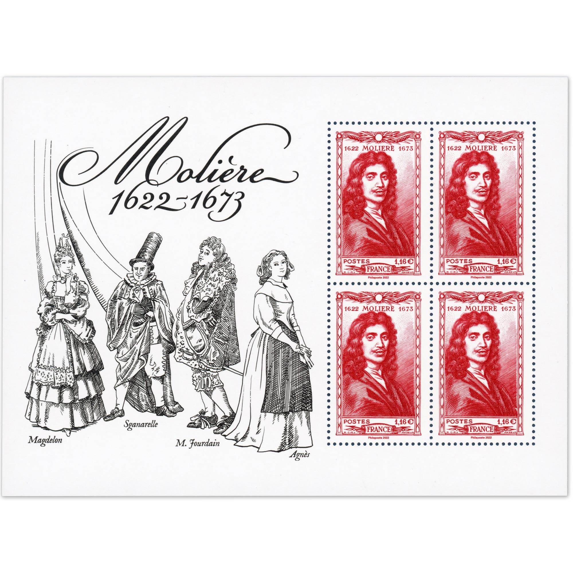 FEUILLET FRANCE N°F5642 400ÈME ANNIVERSAIRE MOLIÈRE TIMBRES NEUFS** ANNÉE 2022