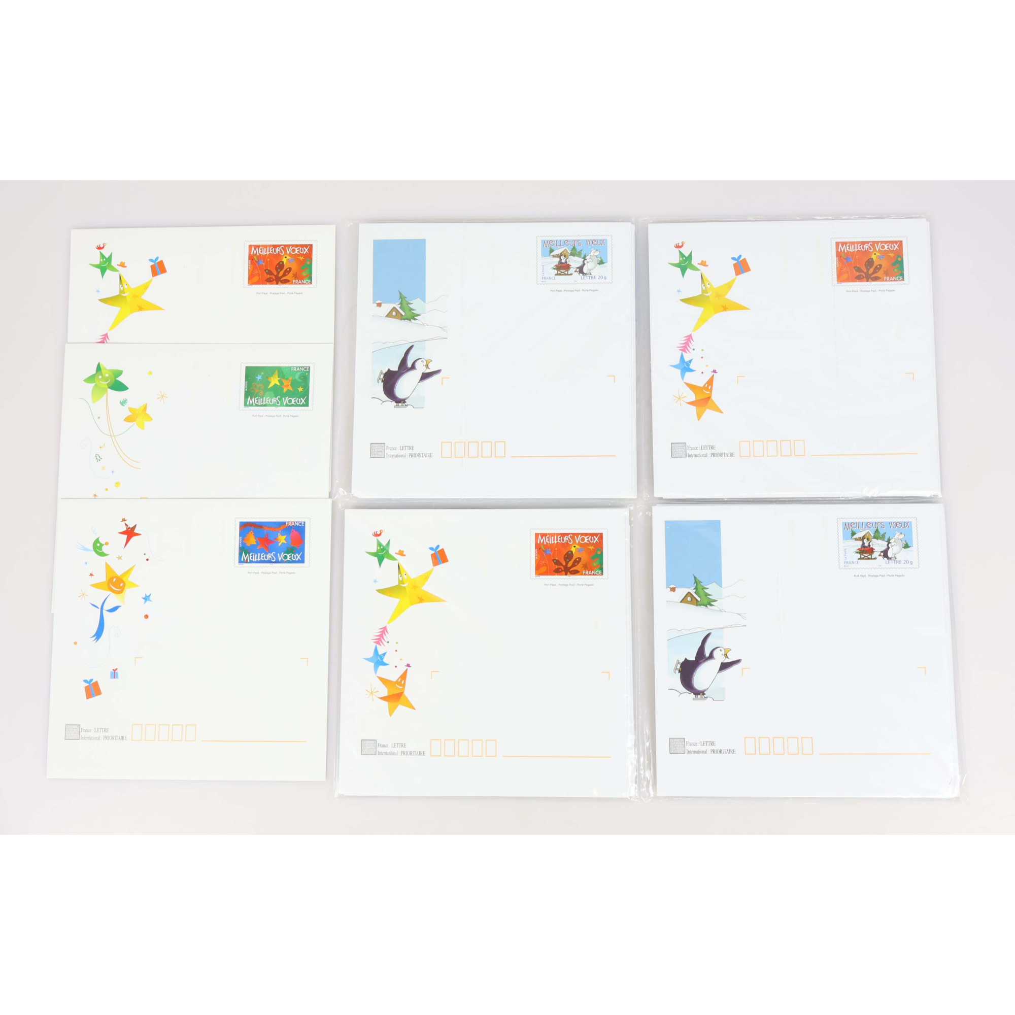 LOT DE 23 ENVELOPPES MONDE PRÉ-AFFRANCHIES POUR LETTRES 20G AU FORMAT CARRÉ