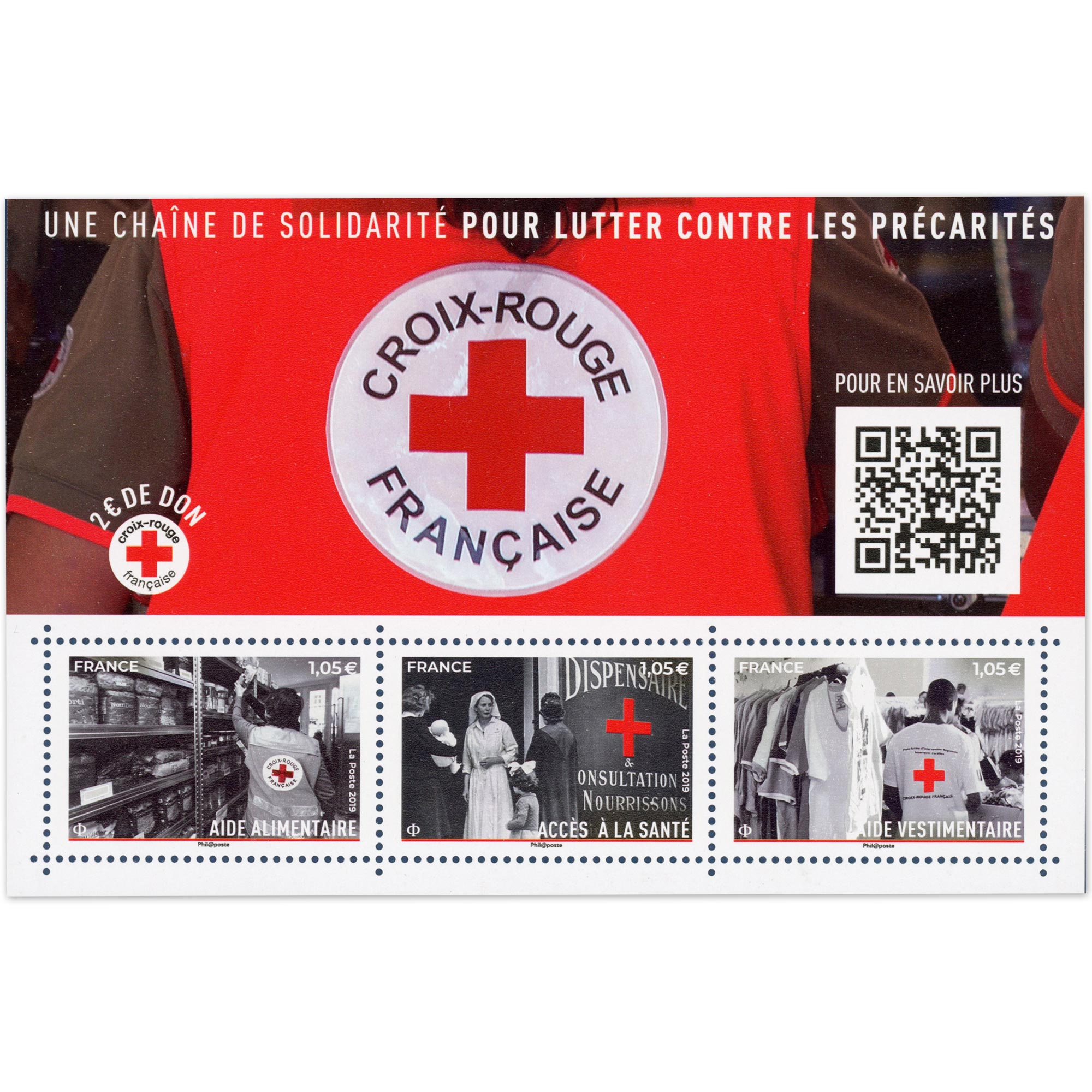 FEUILLET FRANCE N°F5350 CHAINE DE SOLIDARITE CROIX-ROUGE TIMBRES NEUFS** 2019