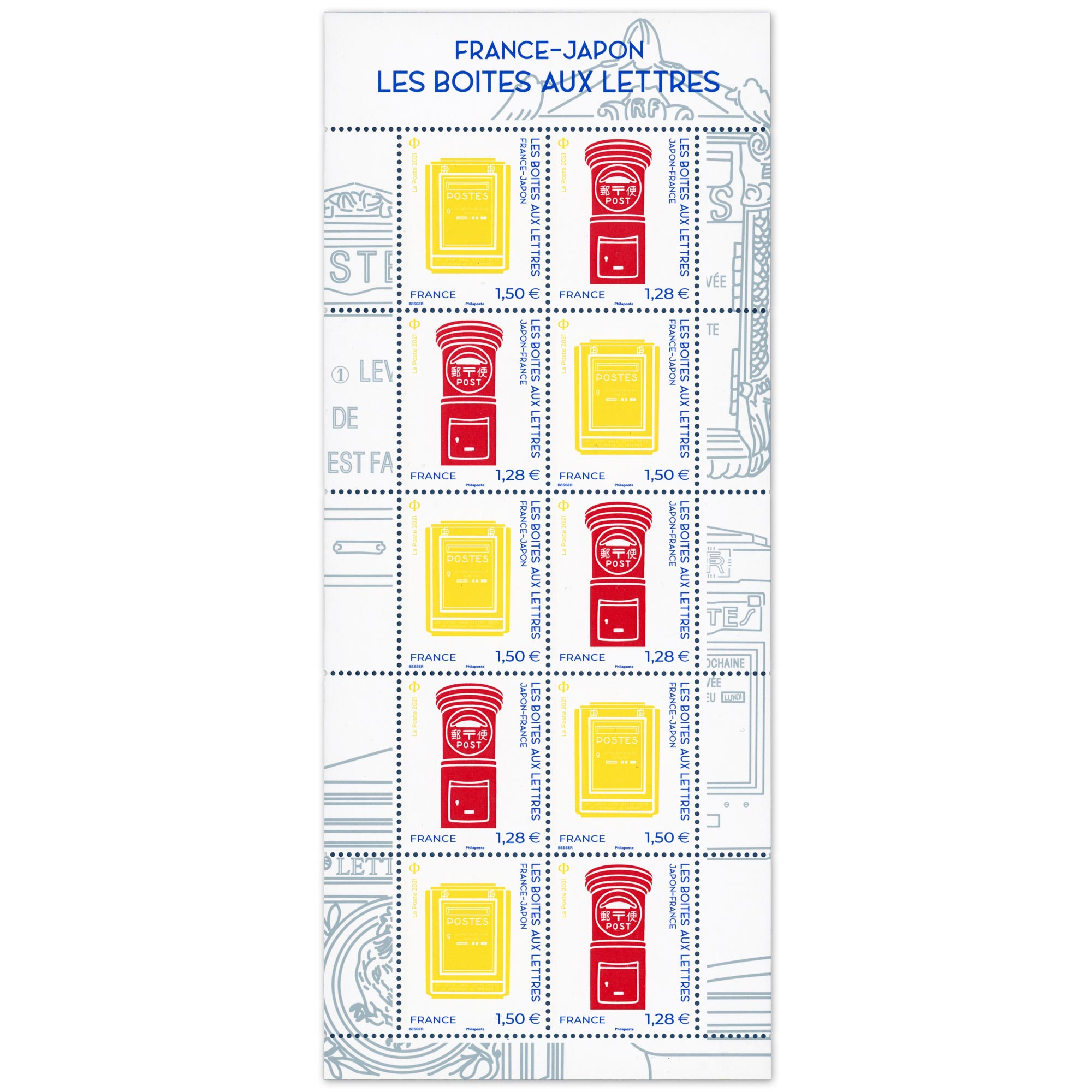FEUILLET FRANCE N°F5524 ANNÉE 2021 LES BOITES AUX LETTRES TIMBRES NEUFS**