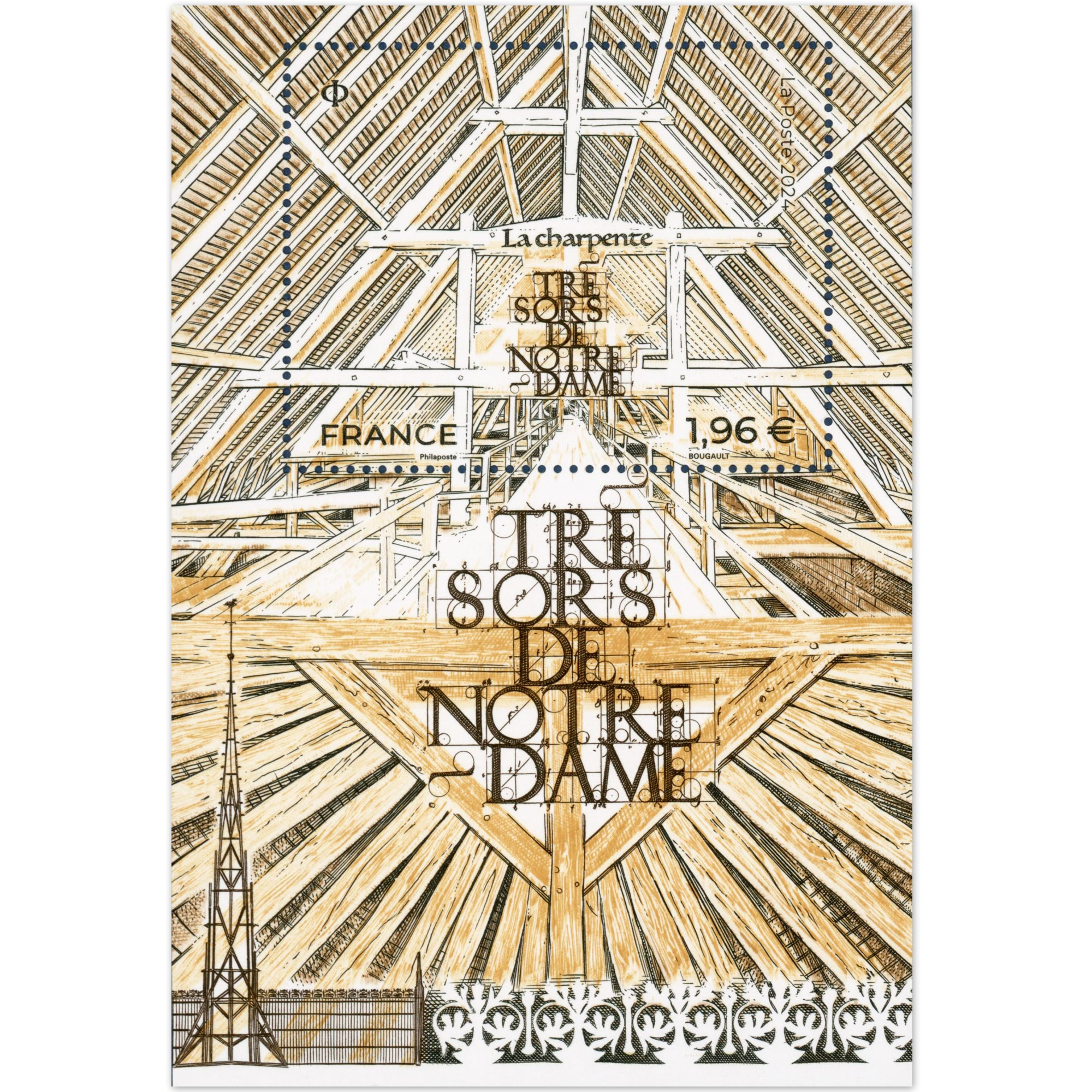 FEUILLET FRANCE N°F5770 NOTRE DAME LA CHARPENTE TIMBRES NEUFS** ANNÉE 2024