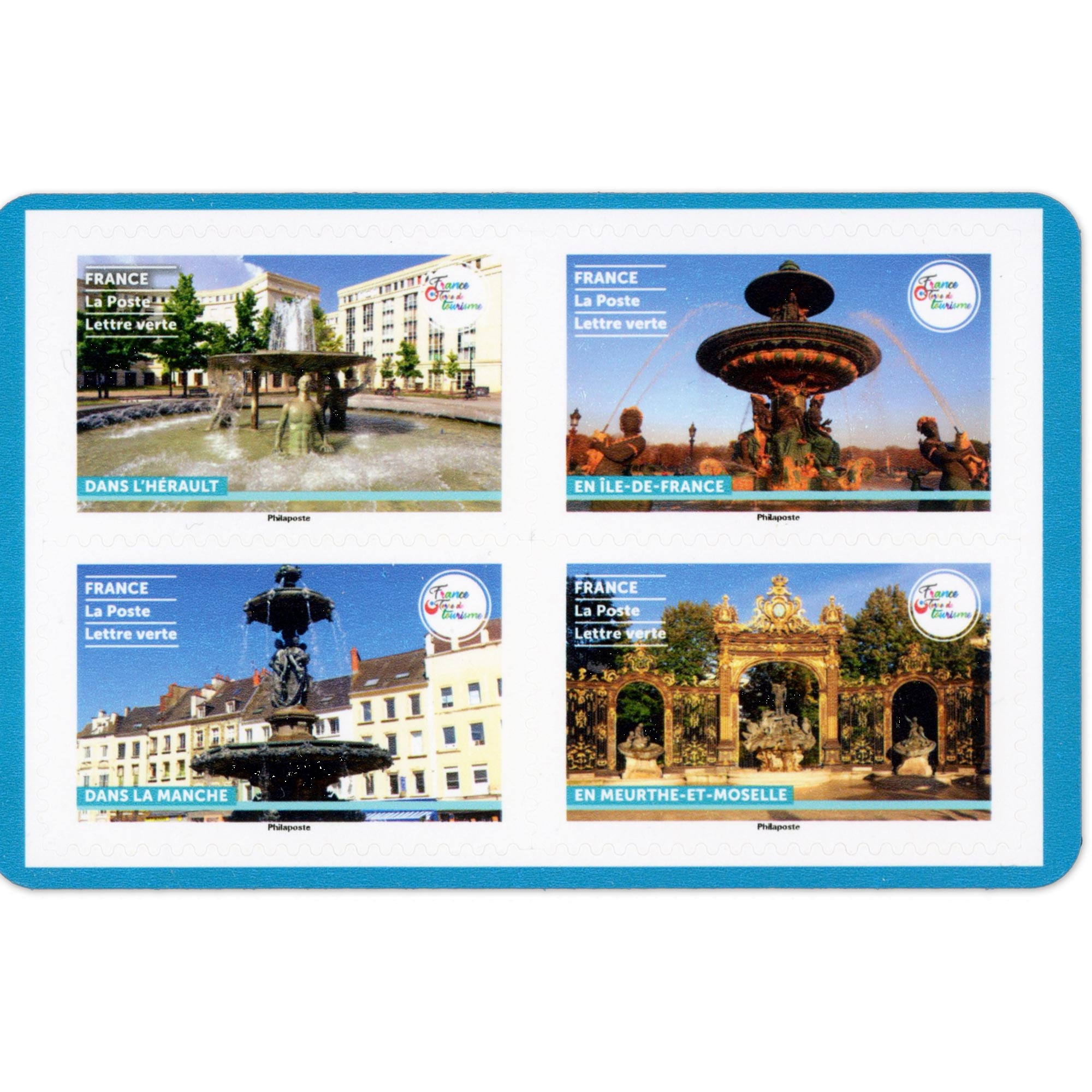 CARNET FRANCE BC2455 LES FONTAINES, TIMBRES POUR AFFRANCHIR 12 LETTRES 20G