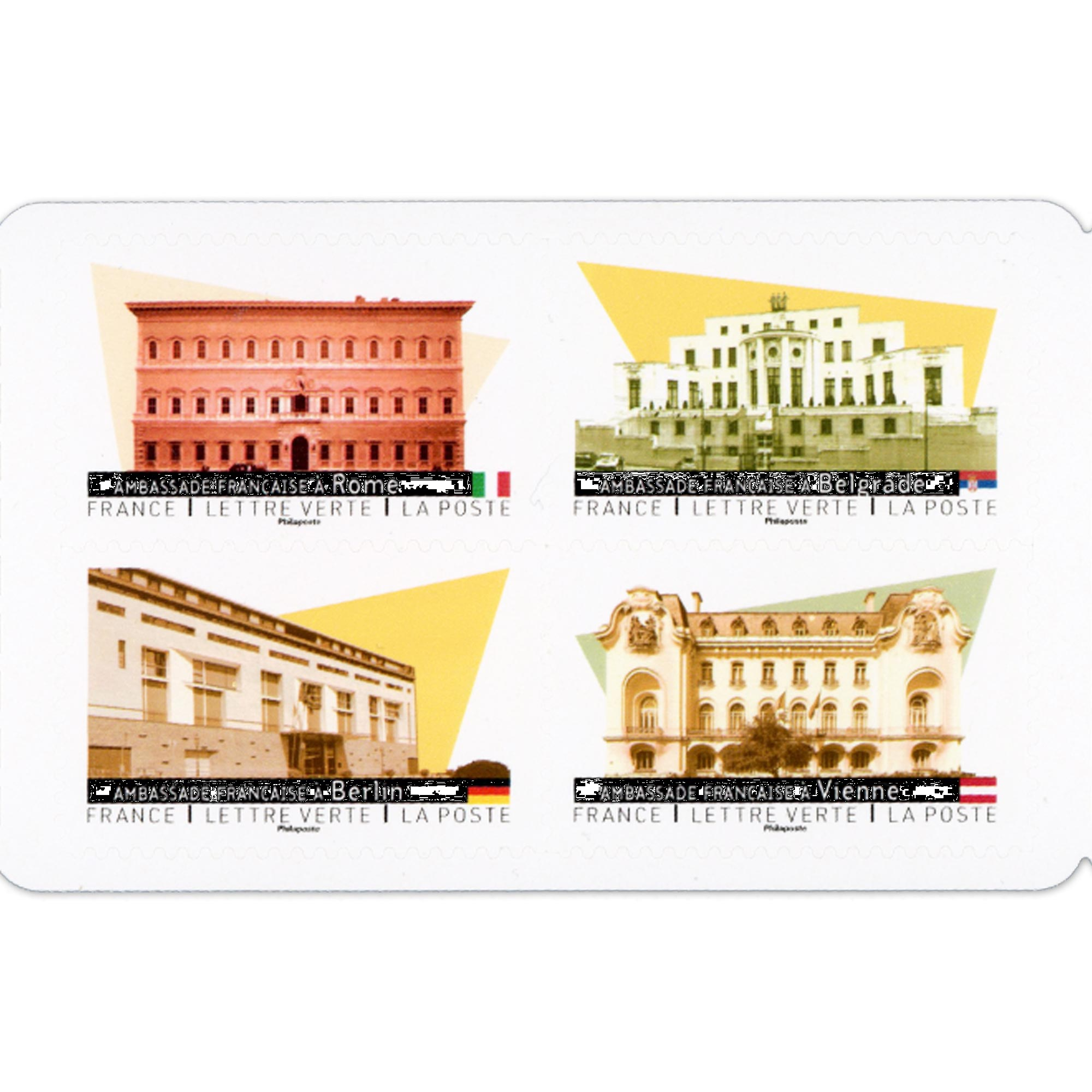 FRANCE CARNET DE TIMBRES AMBASSADES EUROPE 12 LETTRES 20g POUR AFFRANCHIR 2024