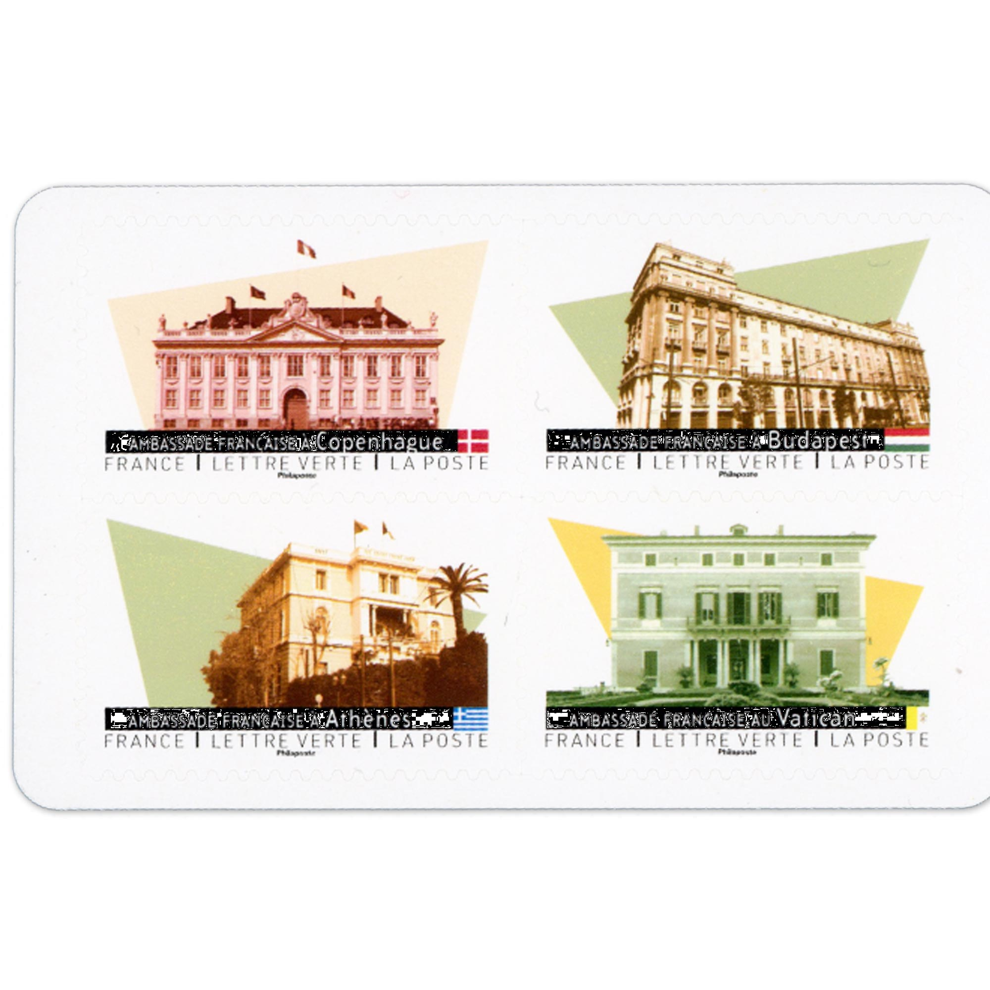 CARNET FRANCE BC2467 AMBASSADES EUROPE, TIMBRES POUR AFFRANCHIR 12 LETTRES 20G