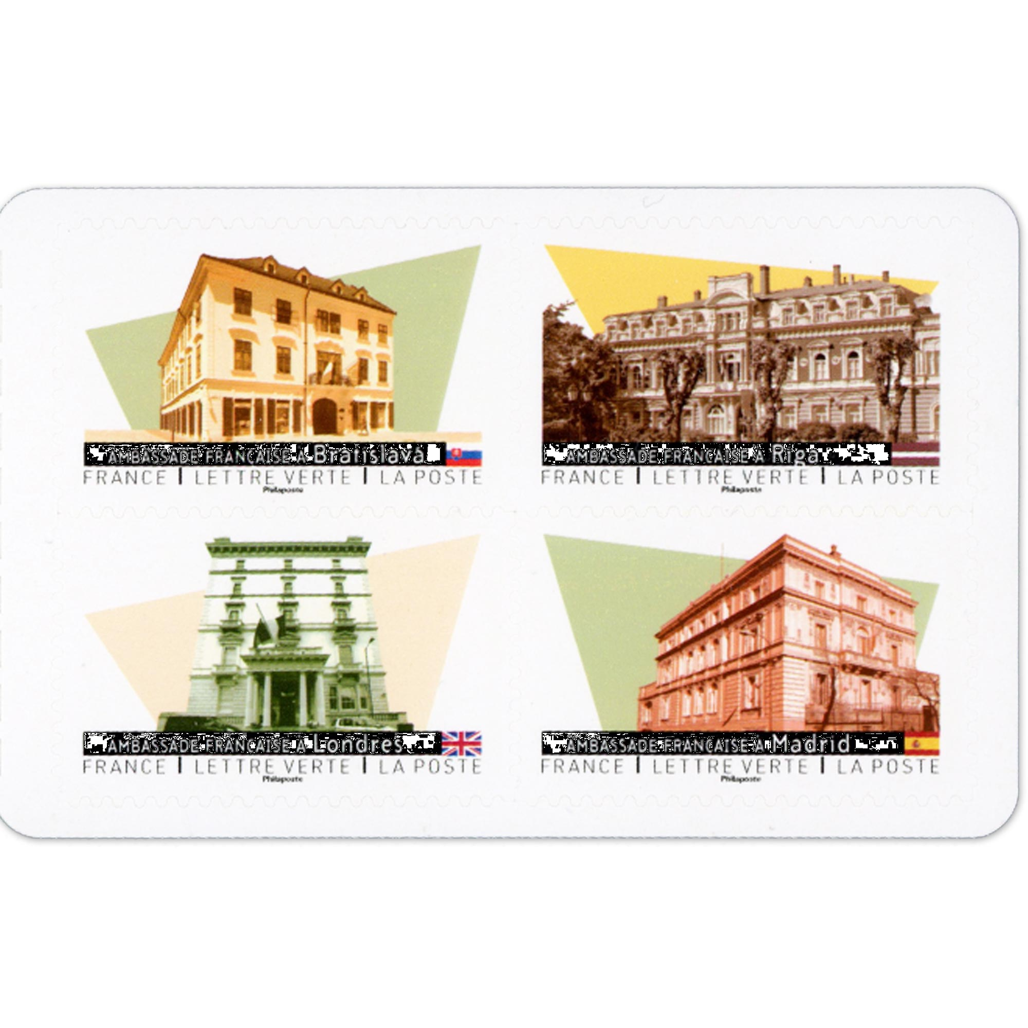 CARNET FRANCE BC2467 AMBASSADES EUROPE, TIMBRES POUR AFFRANCHIR 12 LETTRES 20G