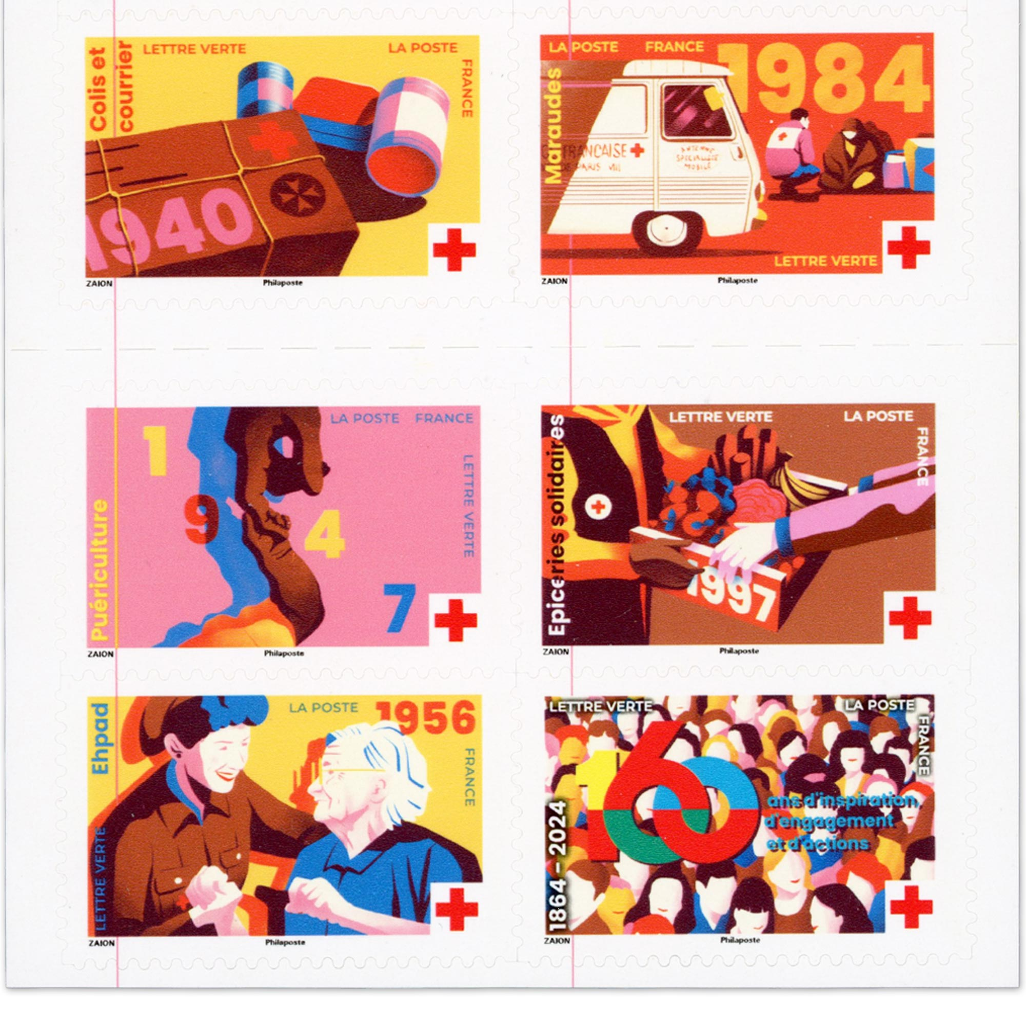 FRANCE CARNET DE TIMBRES N°BC2413 CROIX-ROUGE 10 LETTRES 20g POUR AFFRANCHIR